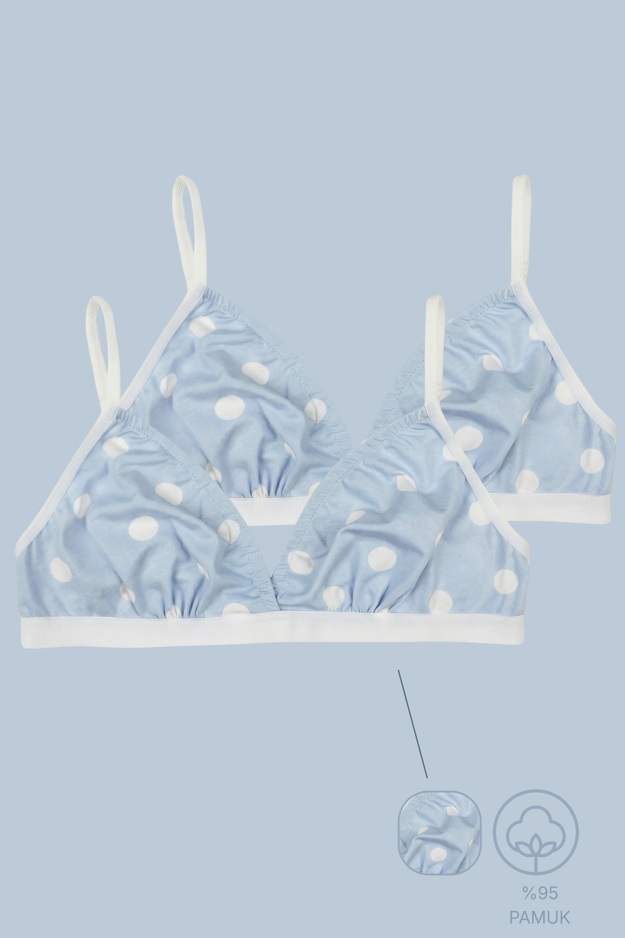 2'li Mavi, Beyaz  Pamuk / Elastan Kız Çocuk Puantiyeli Bralet Set LCVICTORIA - Underwear - Westmark London EU(TR) Store Organik Pamuklu Sürdürülebilir Moda