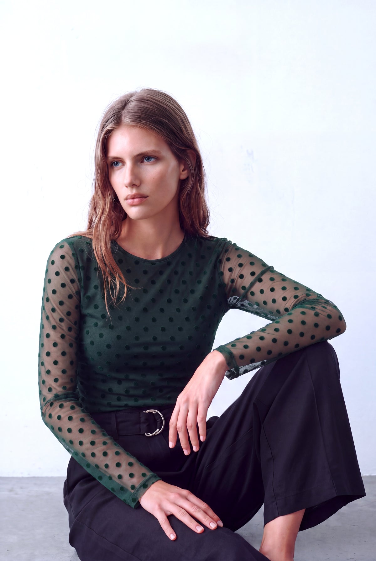 Zümrüt Rengi Kadın Zümrüt Rengi Tül Bisiklet Yaka Uzun Kollu Ön Astarlı Bluz SALOME - Top - Westmark London EU(TR) Store Organik Pamuklu Sürdürülebilir Moda