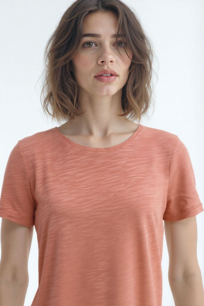 Nar Çiçeği Bisiklet Yaka Pamuklu Kısa Kollu Kadın T-Shirt BETTINA S/S TOP