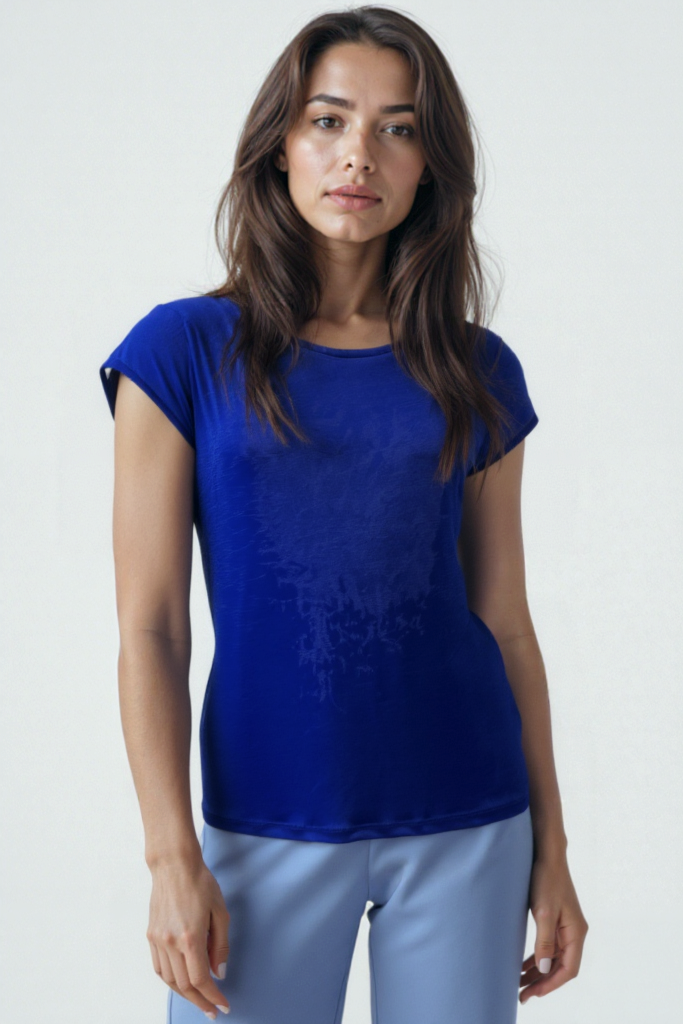 Prenses Mavi Bisiklet Yaka Pamuklu Kadın Kısa Kollu T-Shirt BETTY O-NECK TOP
