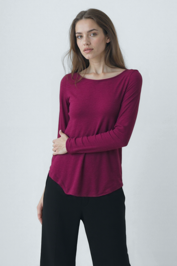 Pembe Kayık Yaka Uzun Kollu Kadın T-Shirt HEATHER TOP - Tops - Westmark London EU(TR) Store Organik Pamuklu Sürdürülebilir Moda