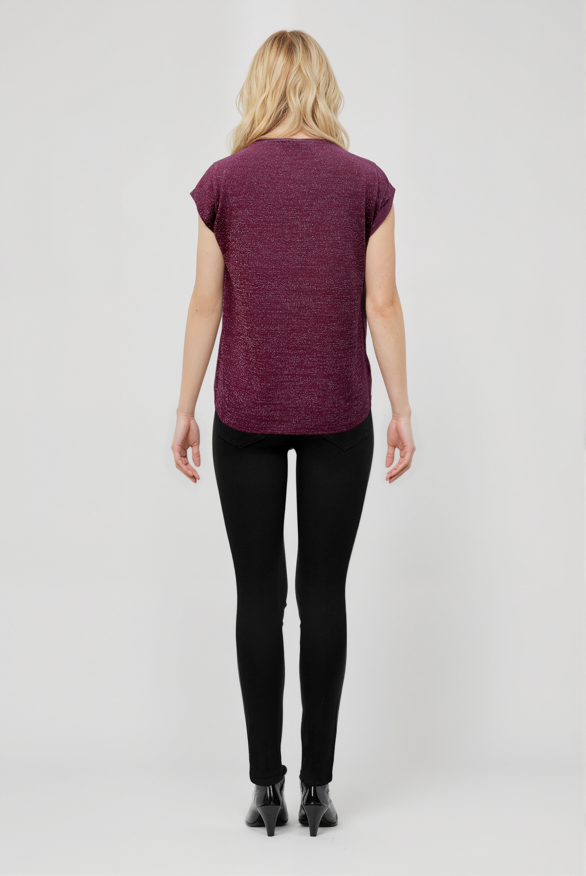 Kırmızı Bisiklet Yaka Simli Kısa Kollu Kadın T-Shirt SKY GLITTER S/S TOP - T-Shirt - Westmark London EU(TR) Store Organik Pamuklu Sürdürülebilir Moda
