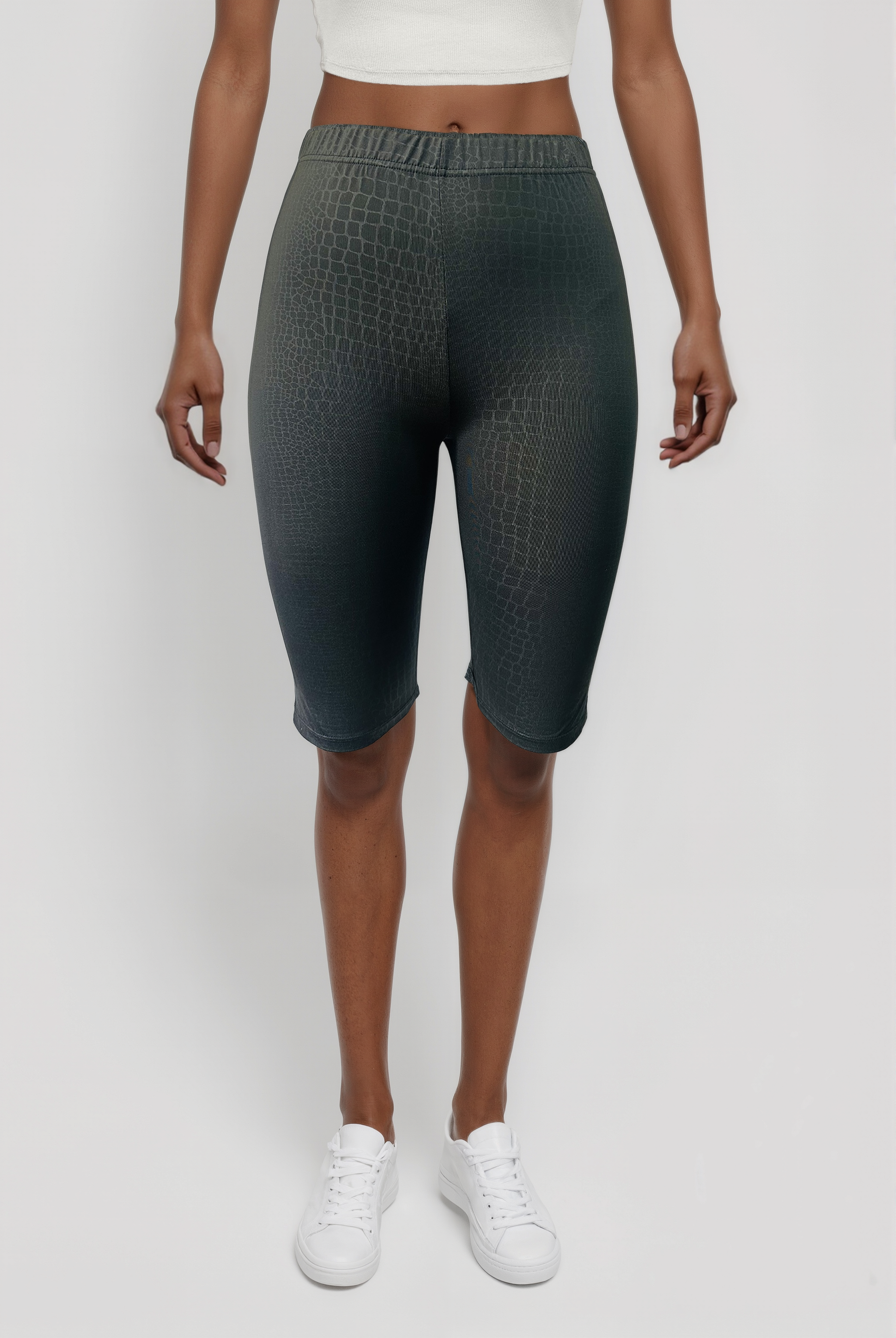 Siyah Timsah Desenli Polyester Elastan Karışımlı Kadın Biker Şort LUCINE BIKE SHORTS - Sweatpant - Westmark London EU(TR) Store Organik Pamuklu Sürdürülebilir Moda
