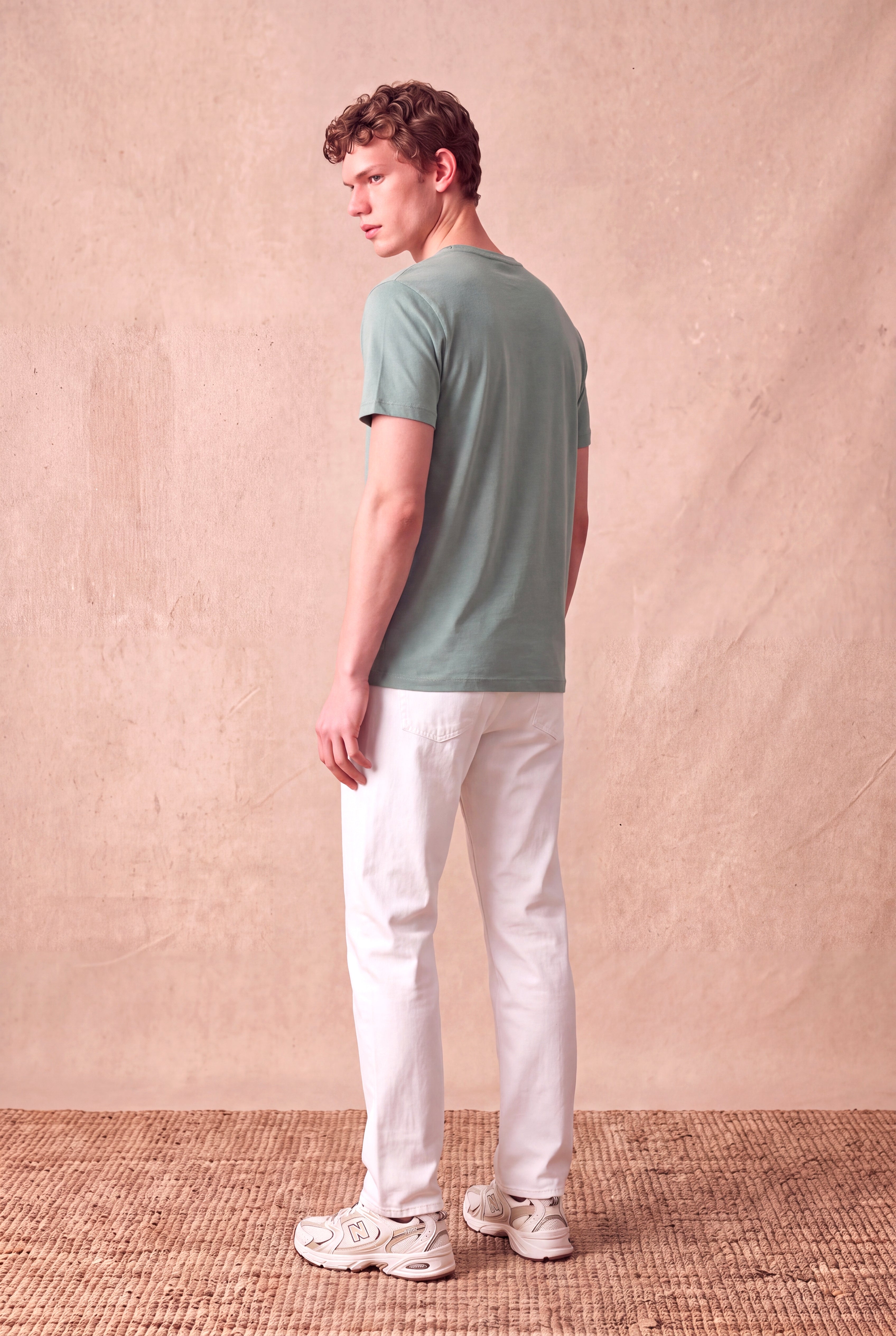 Erkek %100 Pamuk Duman Mavisi Kısa Kollu Bisiklet Yaka Basic T-Shirt OLAV