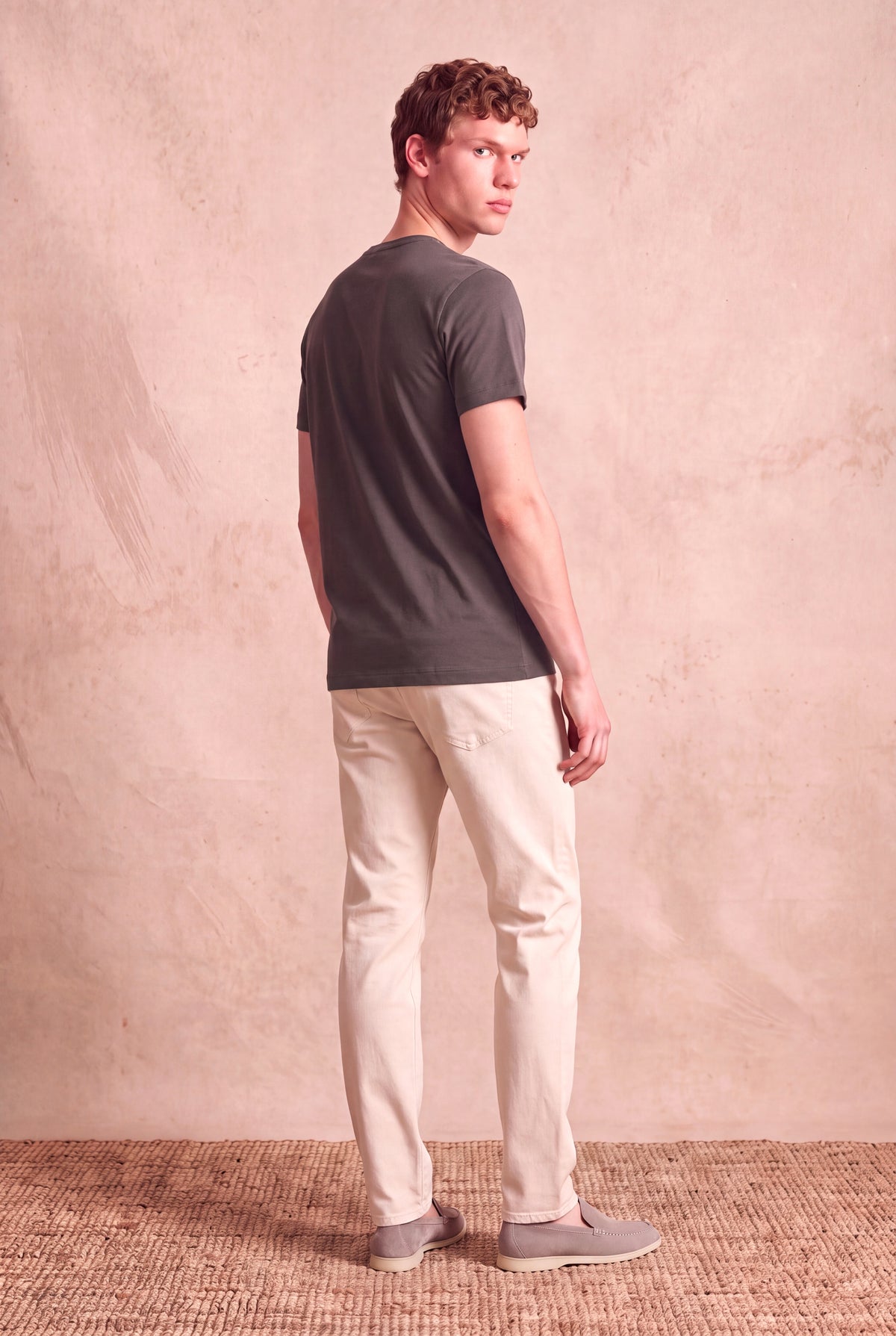 Erkek %100 Pamuk Kahverengi Kısa Kollu Bisiklet Yaka Basic T-Shirt OLAV