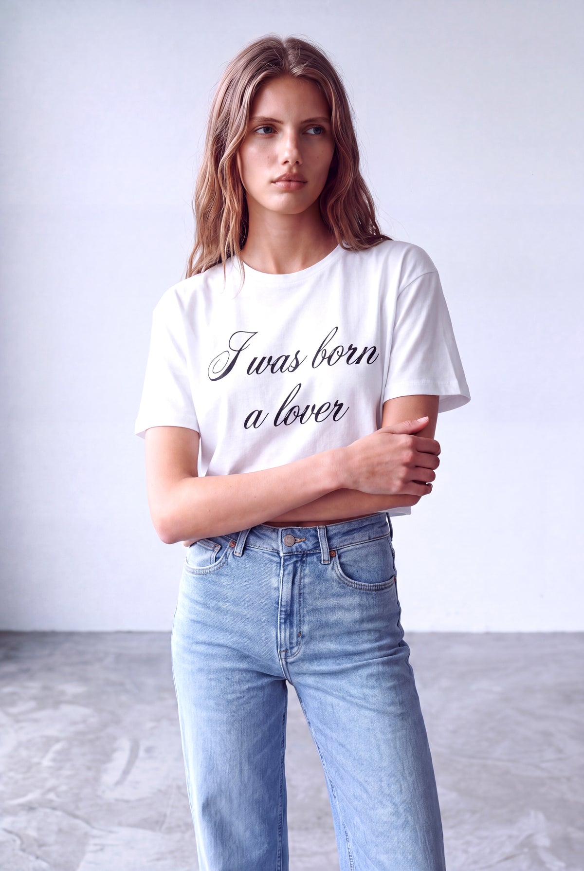 Beyaz Kadın Beyaz %100 Pamuk İnterlok Bisiklet Yaka 2/4 Kol Düşük Omuzlu Baskılı Crop T-Shirt IONA - Top - Westmark London EU(TR) Store Organik Pamuklu Sürdürülebilir Moda