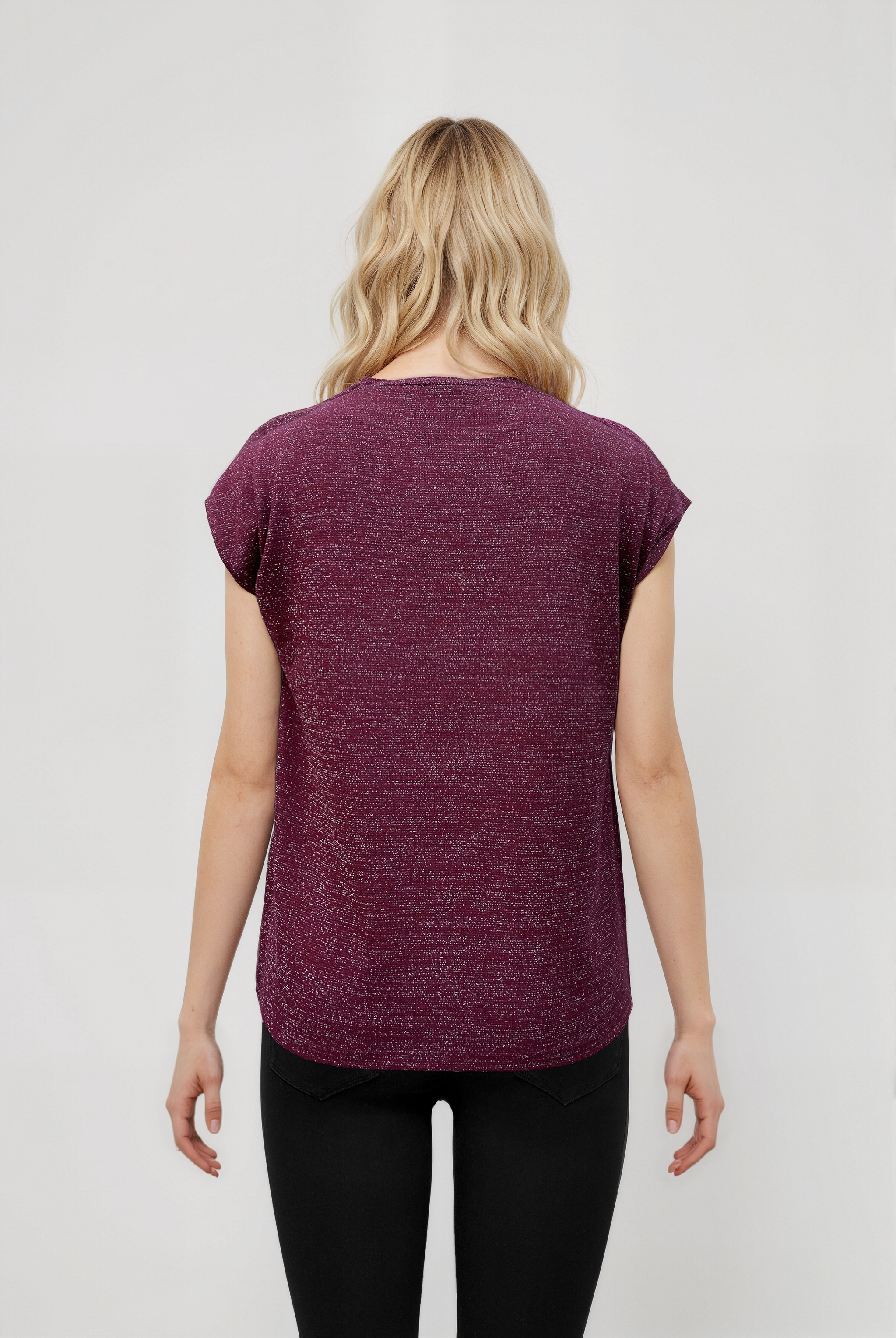 Kırmızı Bisiklet Yaka Simli Kısa Kollu Kadın T-Shirt SKY GLITTER S/S TOP - T-Shirt - Westmark London EU(TR) Store Organik Pamuklu Sürdürülebilir Moda