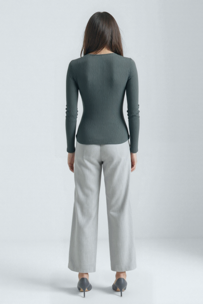 Antrasit V Yaka Uzun Kollu Kadın Bluz OTTILIE TOP - Blouse - Westmark London EU(TR) Store Organik Pamuklu Sürdürülebilir Moda