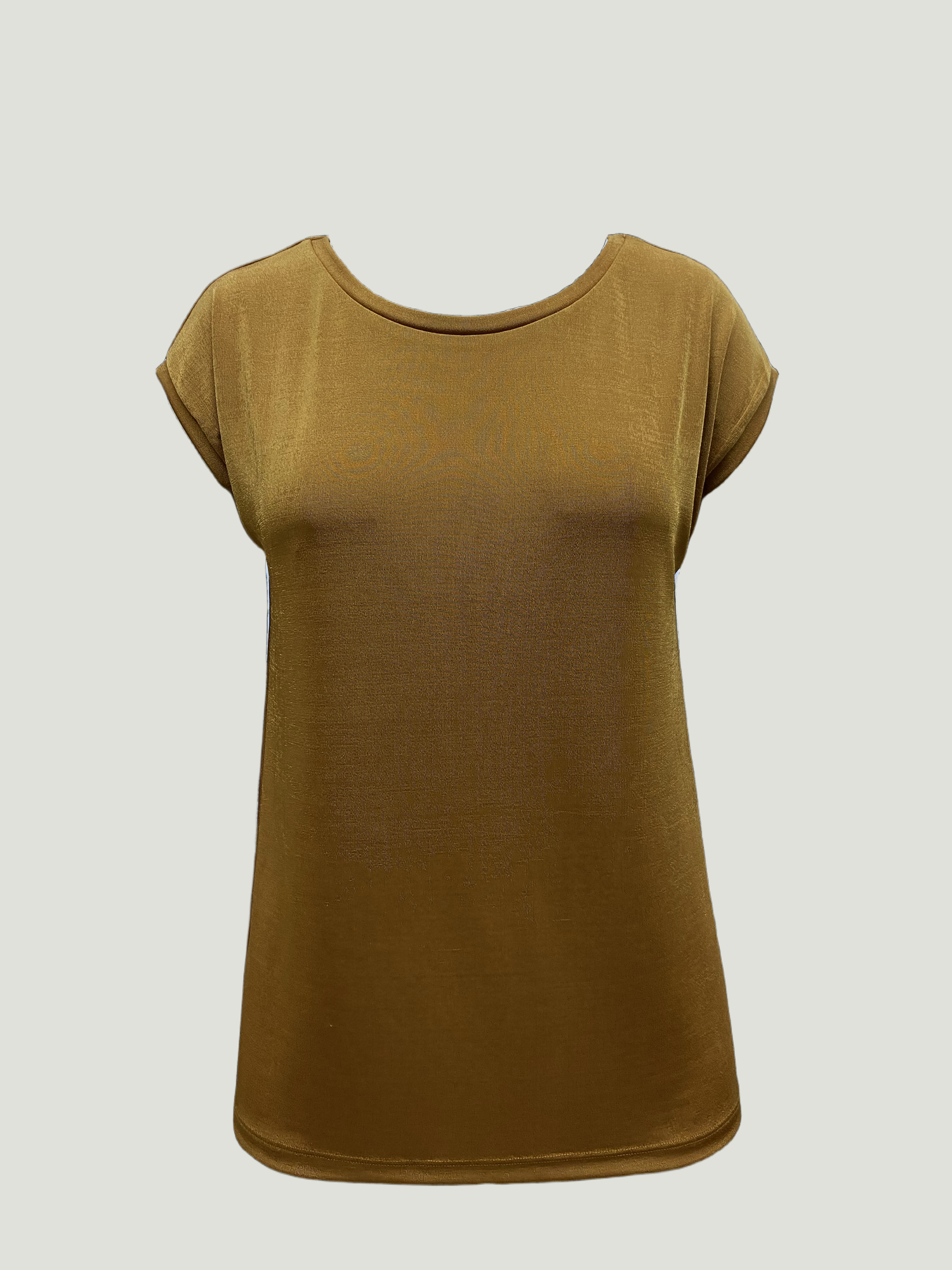 Altın Rengi Bisiklet Yaka Pamuklu Kadın Kısa Kollu T-Shirt BETTY O-NECK TOP