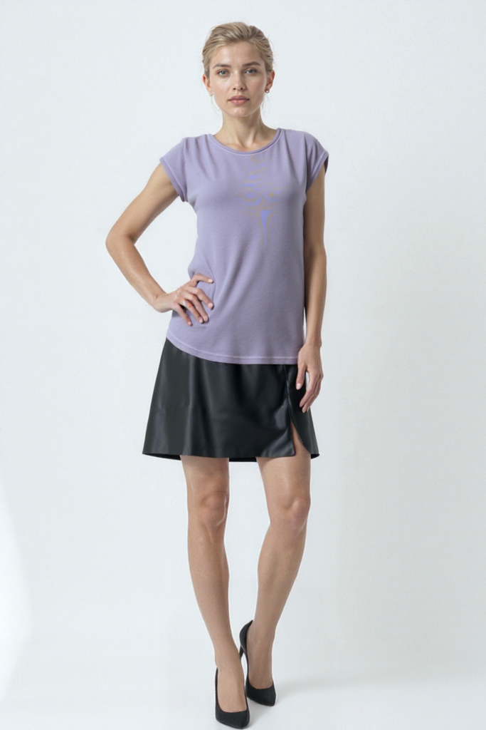 Derin Mavi Bisiklet Yaka Pamuklu Kadın Kısa Kollu T-Shirt BETTY O-NECK TOP