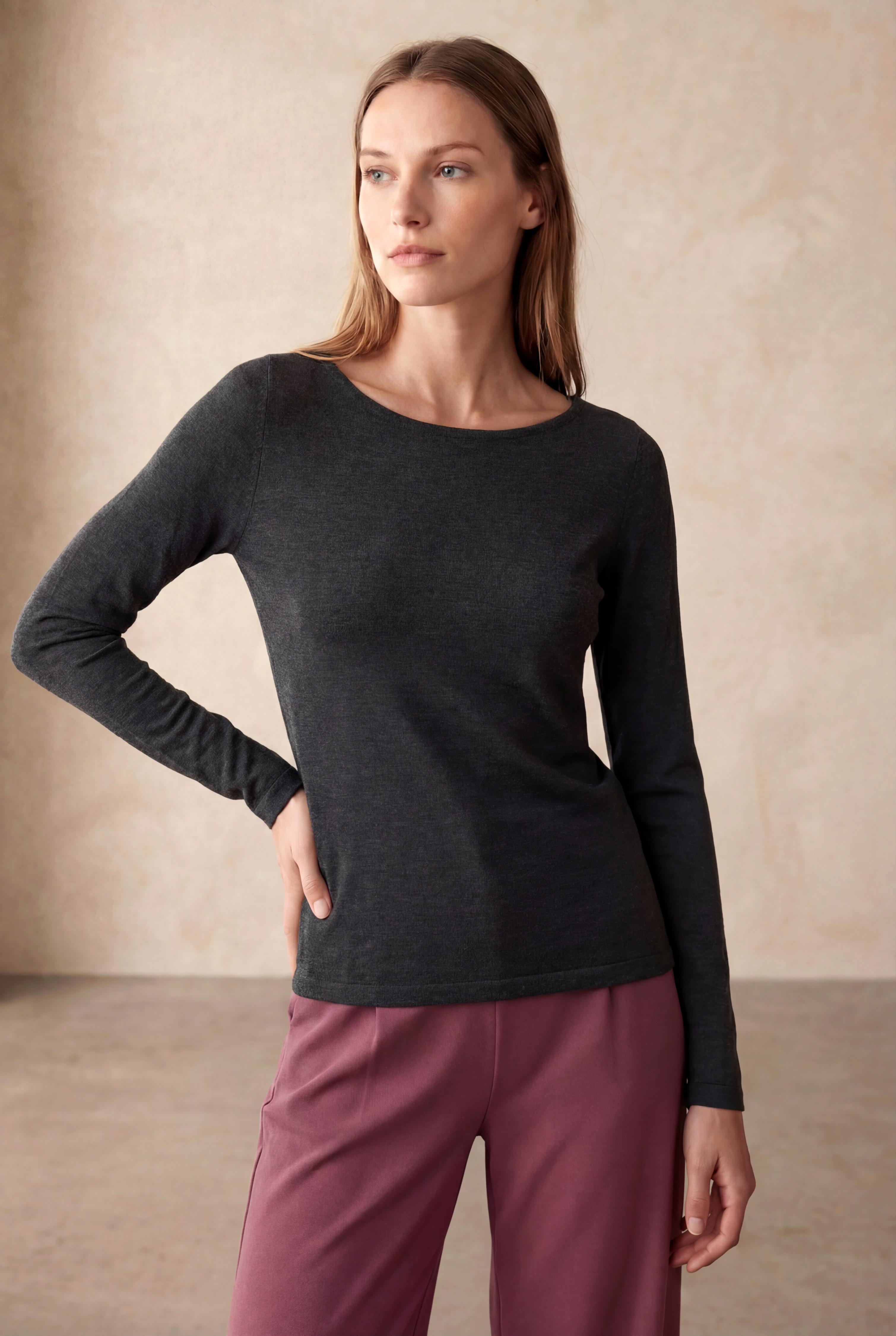 Siyah Kayık Yaka Uzun Kollu Kadın T-Shirt HEATHER TOP - T-Shirt - Westmark London EU(TR) Store Organik Pamuklu Sürdürülebilir Moda