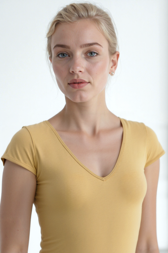 Yavruağzı V Yaka Kısa Kollu Kadın T-Shirt VALLI V-NECK S/S TOP