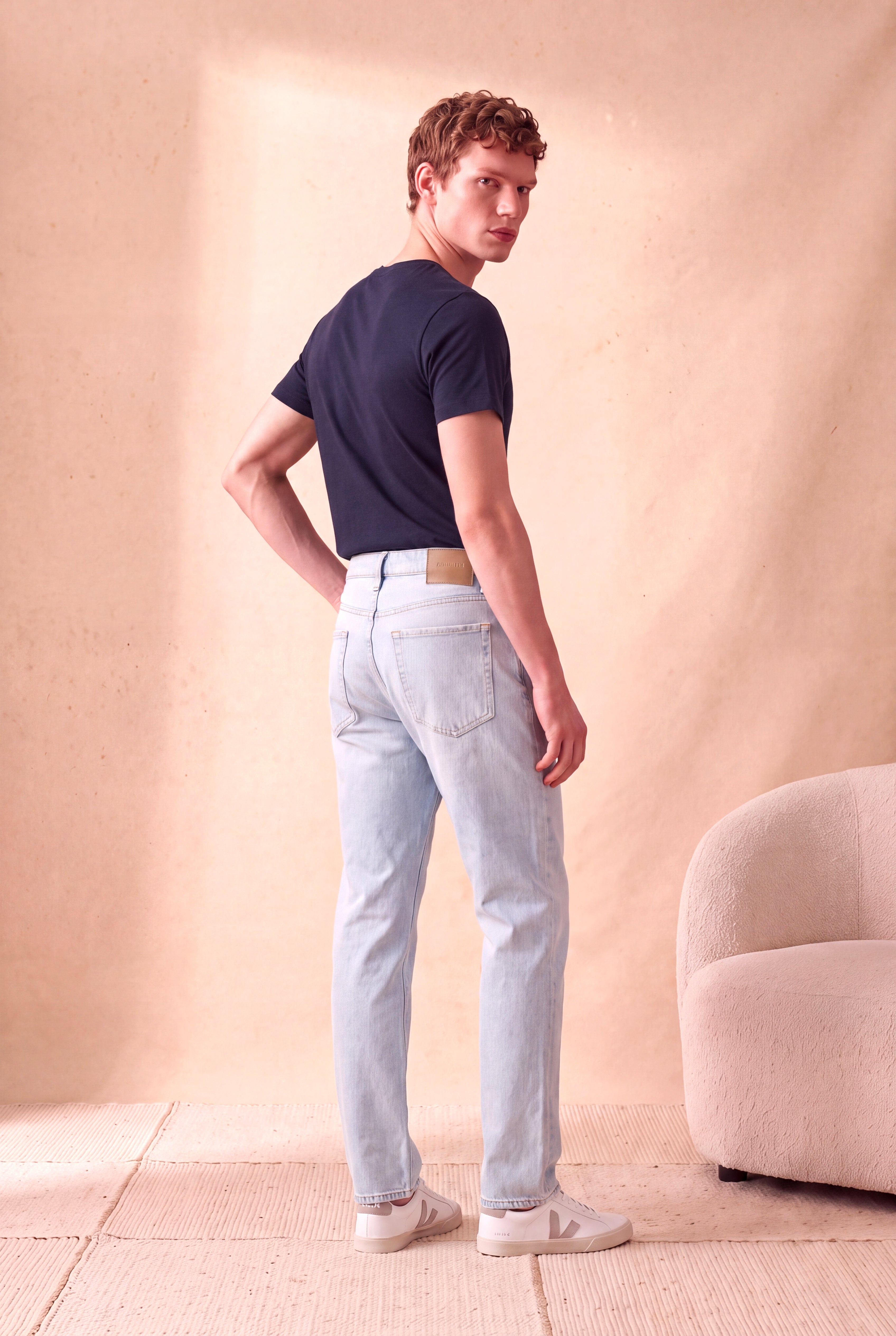 Erkek %100 Pamuk Gece Mavisi Kısa Kollu Bisiklet Yaka Basic T-Shirt OLAV