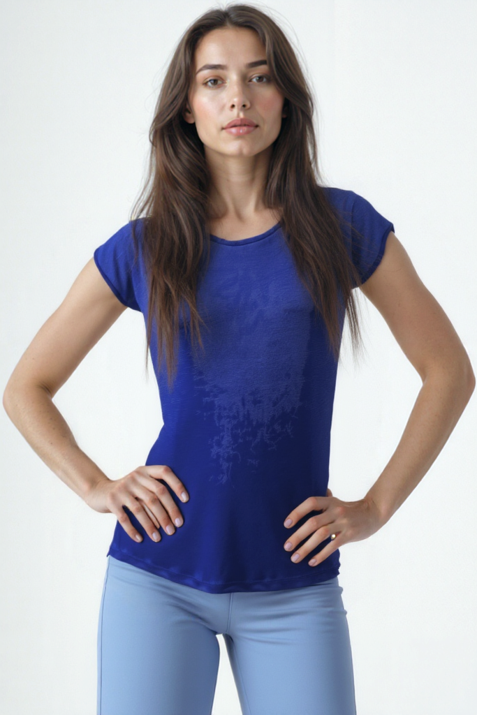 Prenses Mavi Bisiklet Yaka Pamuklu Kadın Kısa Kollu T-Shirt BETTY O-NECK TOP
