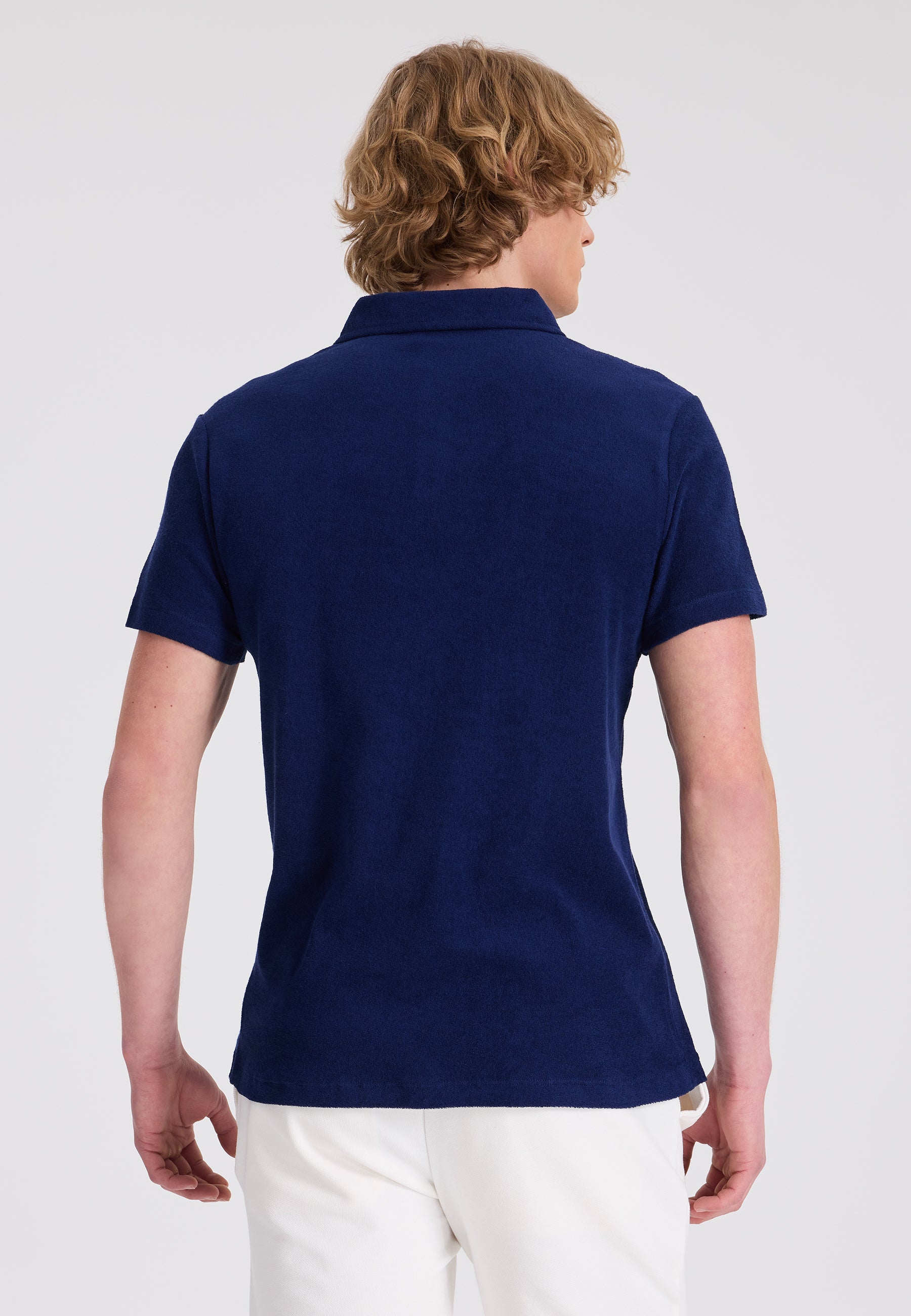 Lacivert Polo Yaka Pamuklu Havlu Kumaş Regular Fit Erkek T-Shirt BREEZE TOWELLING - T-Shirt - Westmark London EU(TR) Store Organik Pamuklu Sürdürülebilir Moda