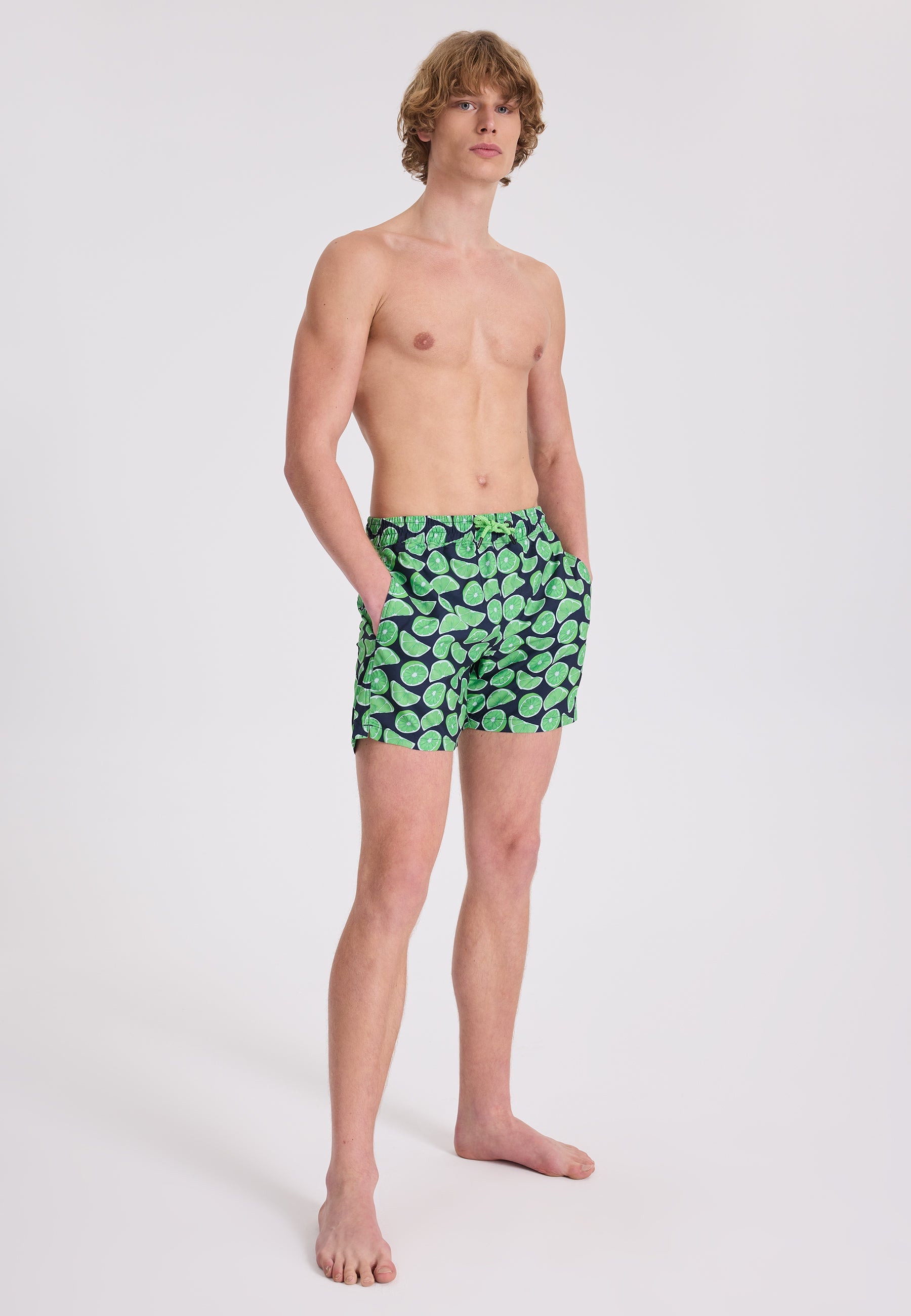 Yeşil Limon Baskılı Regular Fit Erkek Deniz Şortu WMSTRIPE - Swim Shorts - Westmark London EU(TR) Store Organik Pamuklu Sürdürülebilir Moda