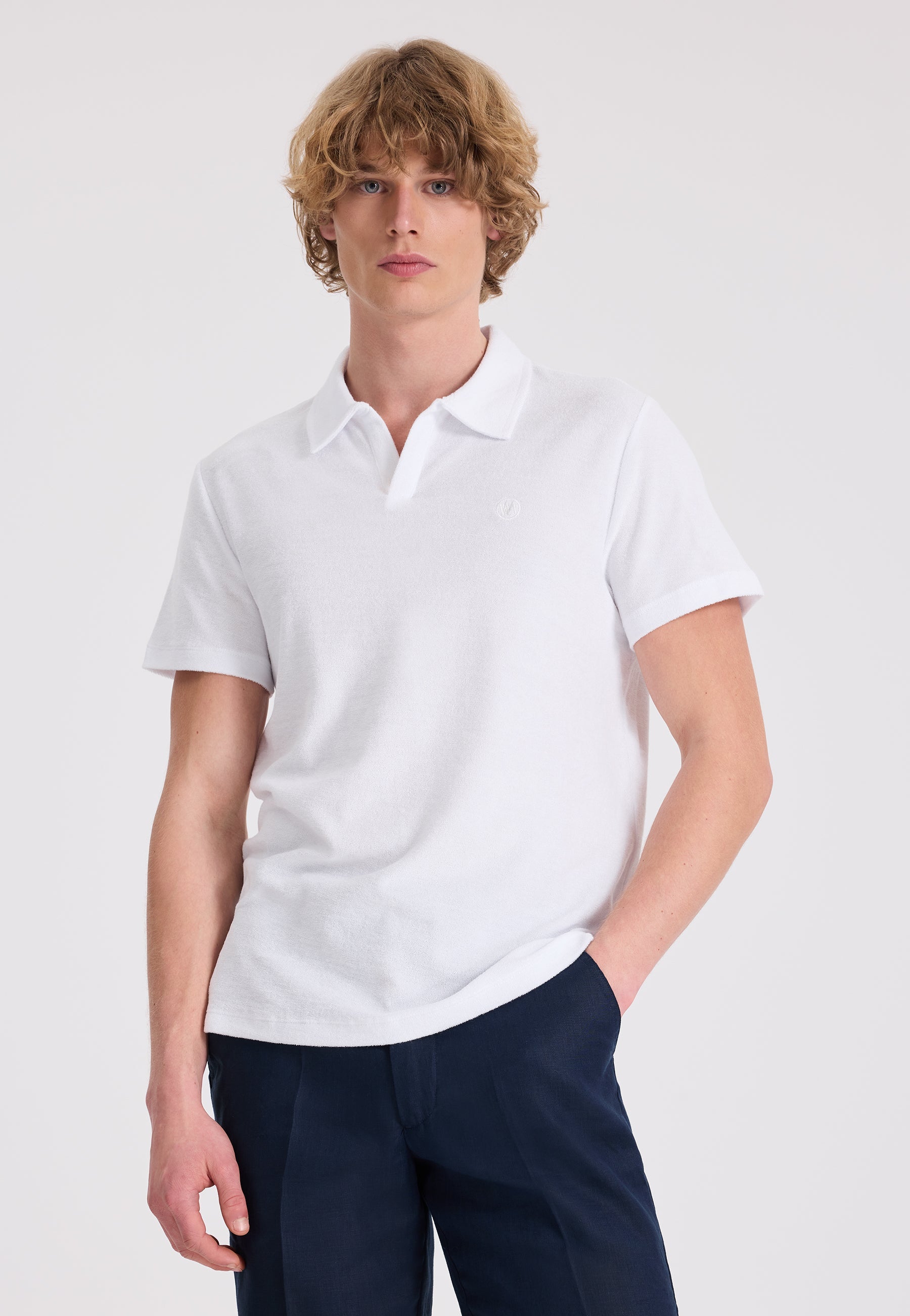 Beyaz Polo Yaka Havlu Kumaş Pamuklu Regular Fit Erkek T-Shirt BREEZE TOWELLING - T-Shirt - Westmark London EU(TR) Store Organik Pamuklu Sürdürülebilir Moda