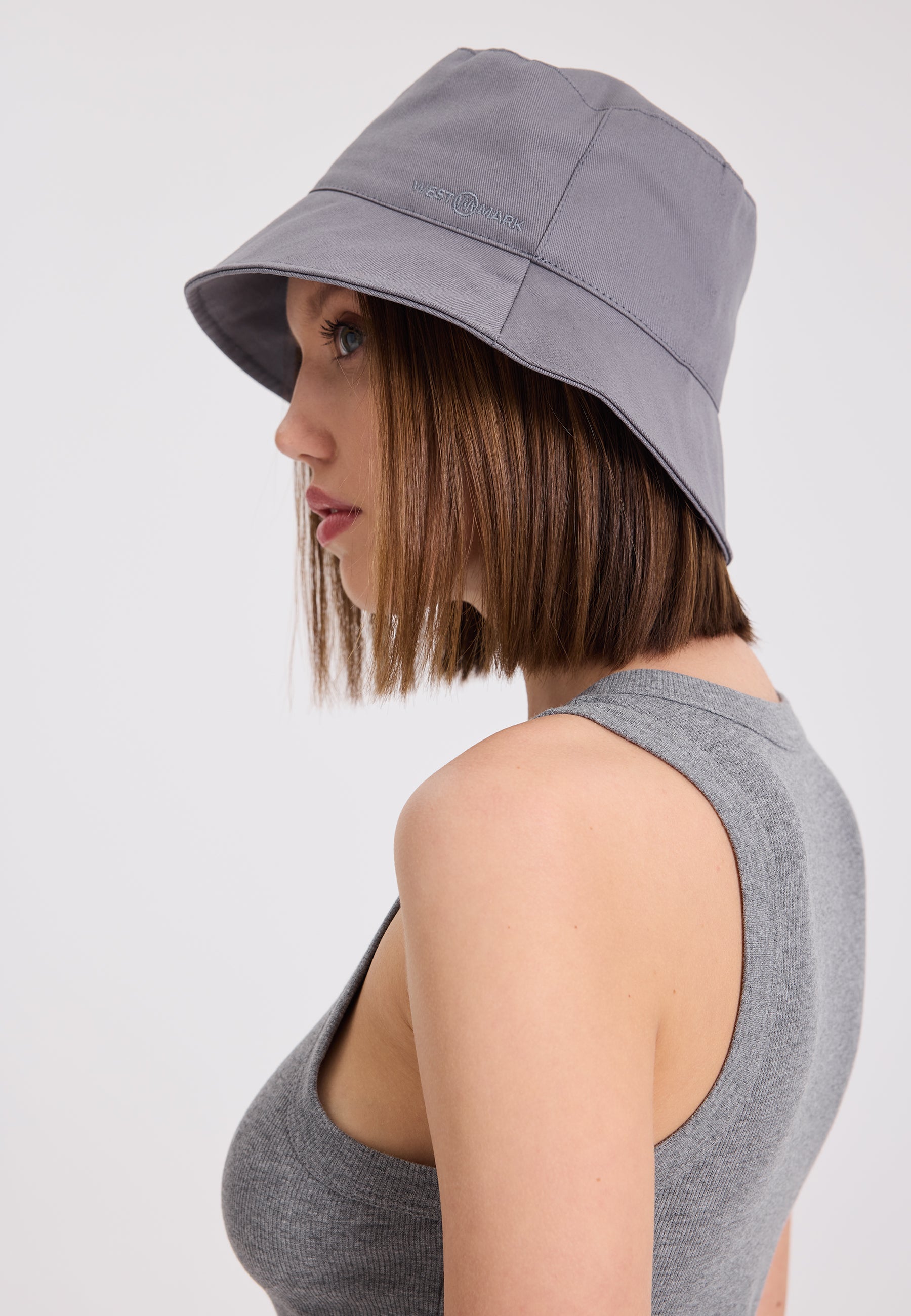 Gri Pamuklu Bucket Şapka WMBOBBY - Hat - Westmark London EU(TR) Store Organik Pamuklu Sürdürülebilir Moda