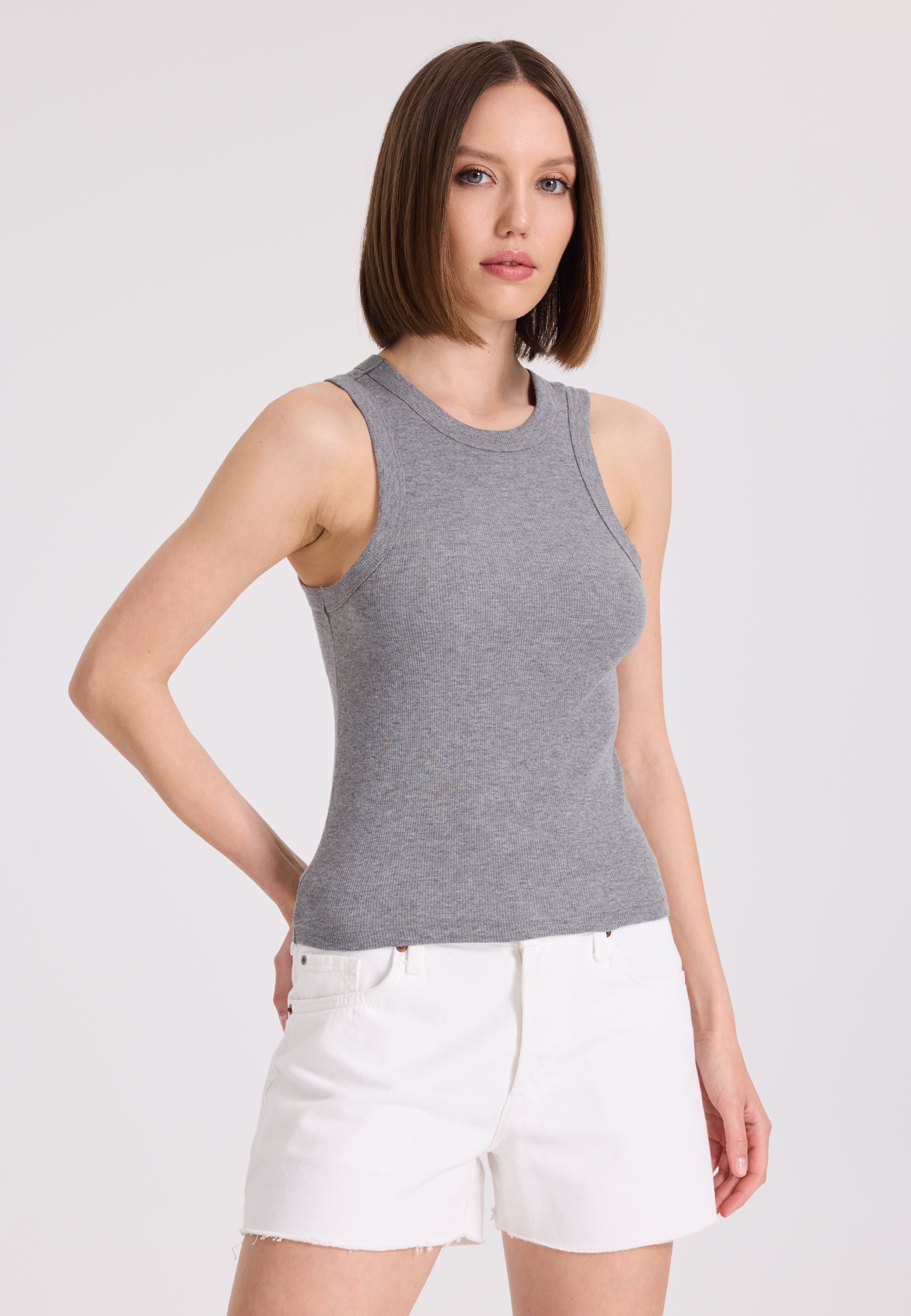 2’li Pembe, Gri Bisiklet Yaka Pamuk Elastan Karışımı Kadın Kolsuz T-Shirt WMCLARA RIB TANK TOP - Underwear - Westmark London EU(TR) Store Organik Pamuklu Sürdürülebilir Moda