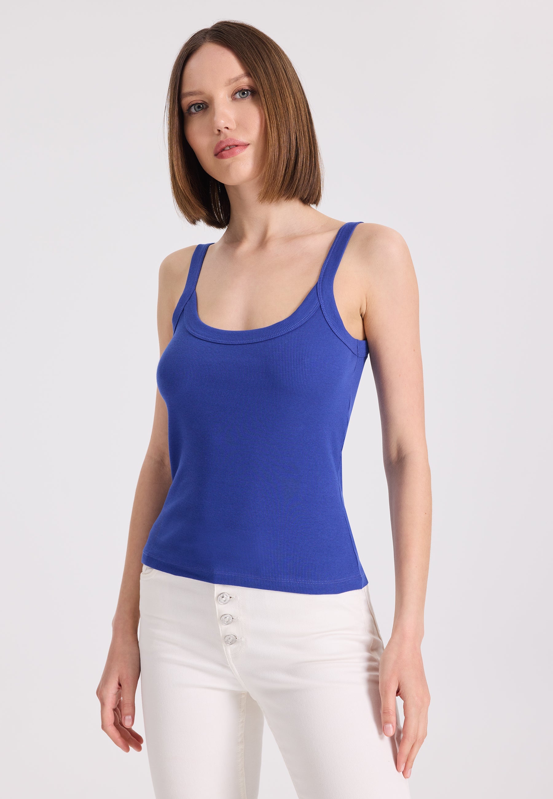2’li Mavi, Gri Pamuk Elastan Karışımı İp Askılı Kadın Top WMIVY RIB - Underwear - Westmark London EU(TR) Store Organik Pamuklu Sürdürülebilir Moda