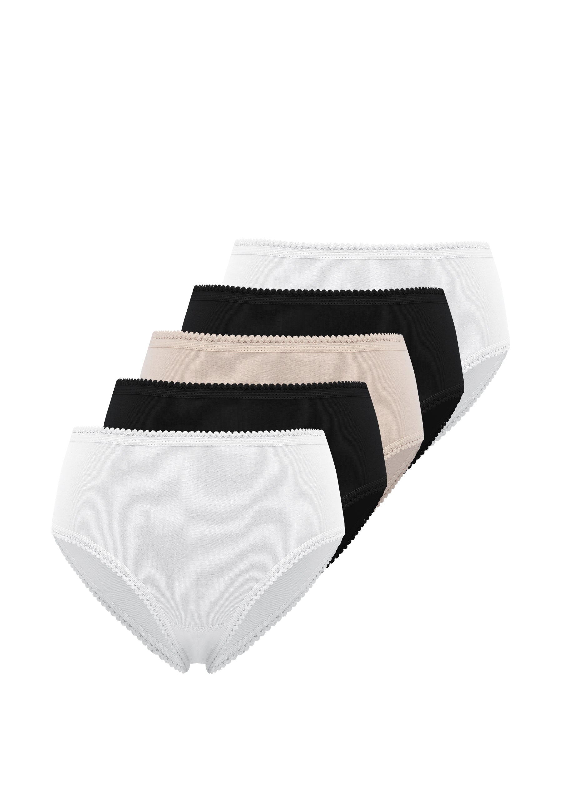 5’li Siyah, Beyaz, Ten Rengi Pamuklu Maxi Boy Yüksek Bel Kadın Slip EVA RIB MAXI - Underwear - Westmark London EU(TR) Store Organik Pamuklu Sürdürülebilir Moda