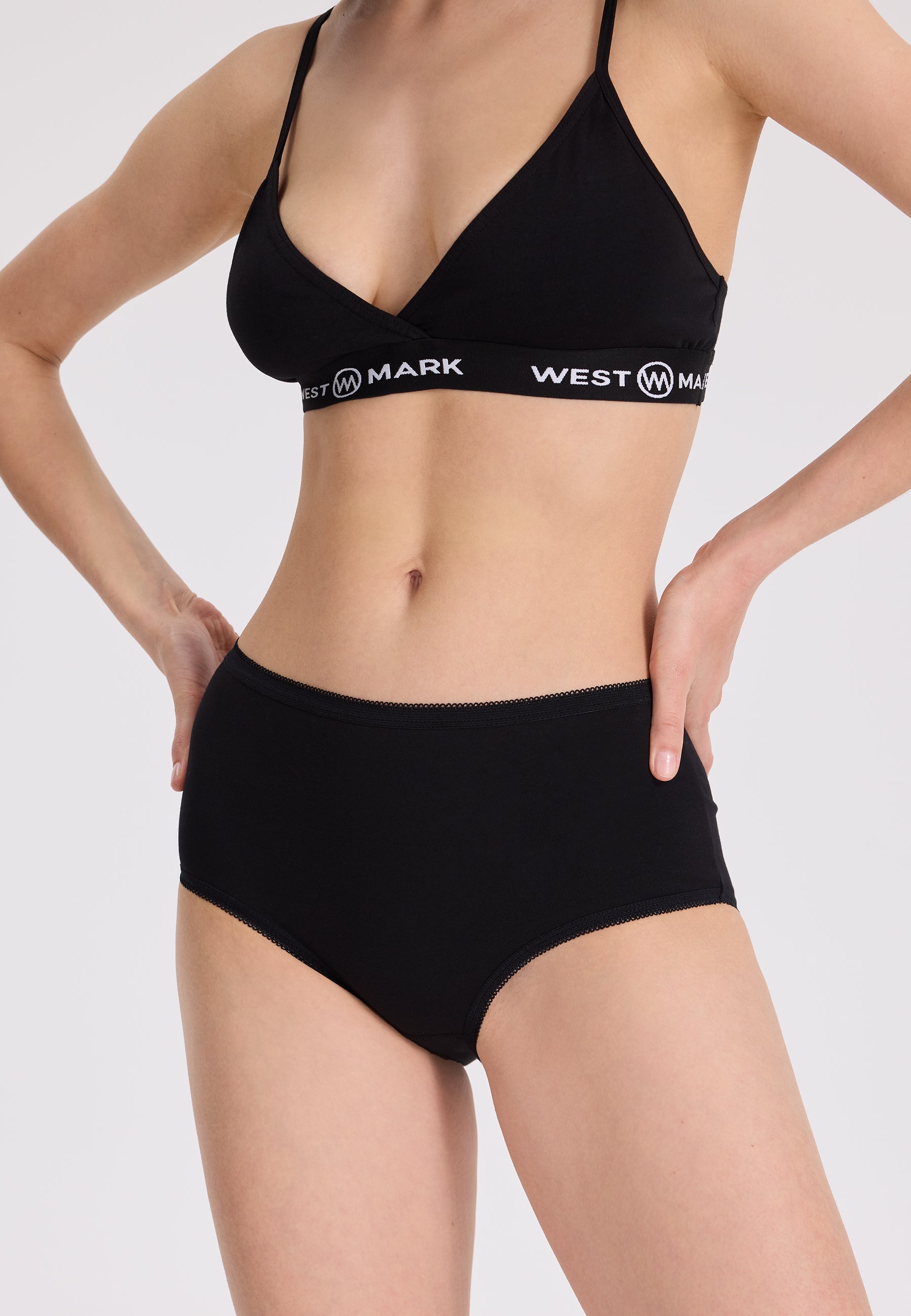 5’li Beyaz, Siyah, Ten Rengi Pamuk Elastan Karışımı Maxi Boy Yüksek Bel Kadın Slip OLIVIA RIB MAXI - Underwear - Westmark London EU(TR) Store Organik Pamuklu Sürdürülebilir Moda