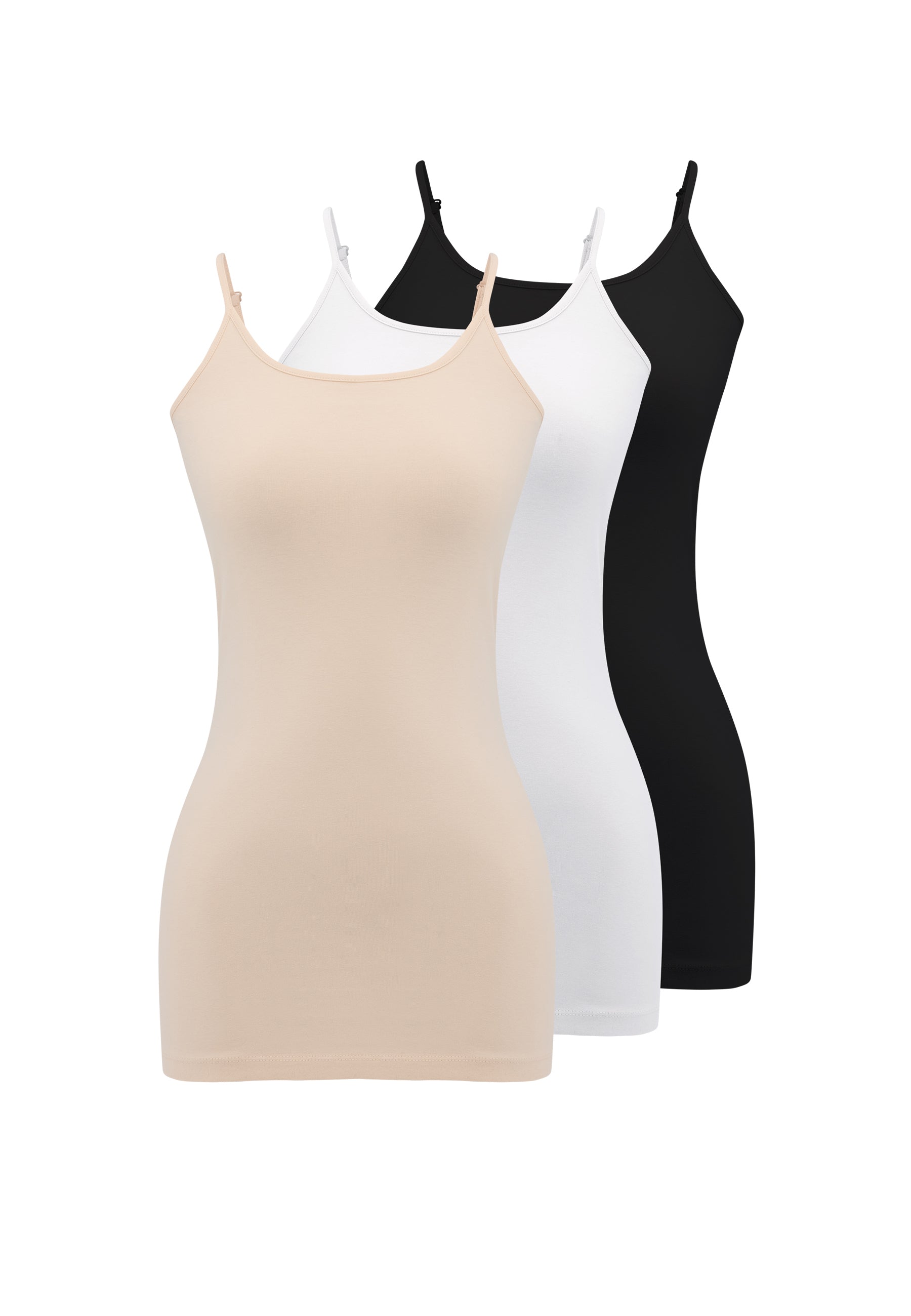 3’lü Ten Rengi, Beyaz, Siyah Pamuk Elastan Karışımı İp Askılı Kadın Atlet OLIVIA SINGLET - Underwear - Westmark London EU(TR) Store Organik Pamuklu Sürdürülebilir Moda
