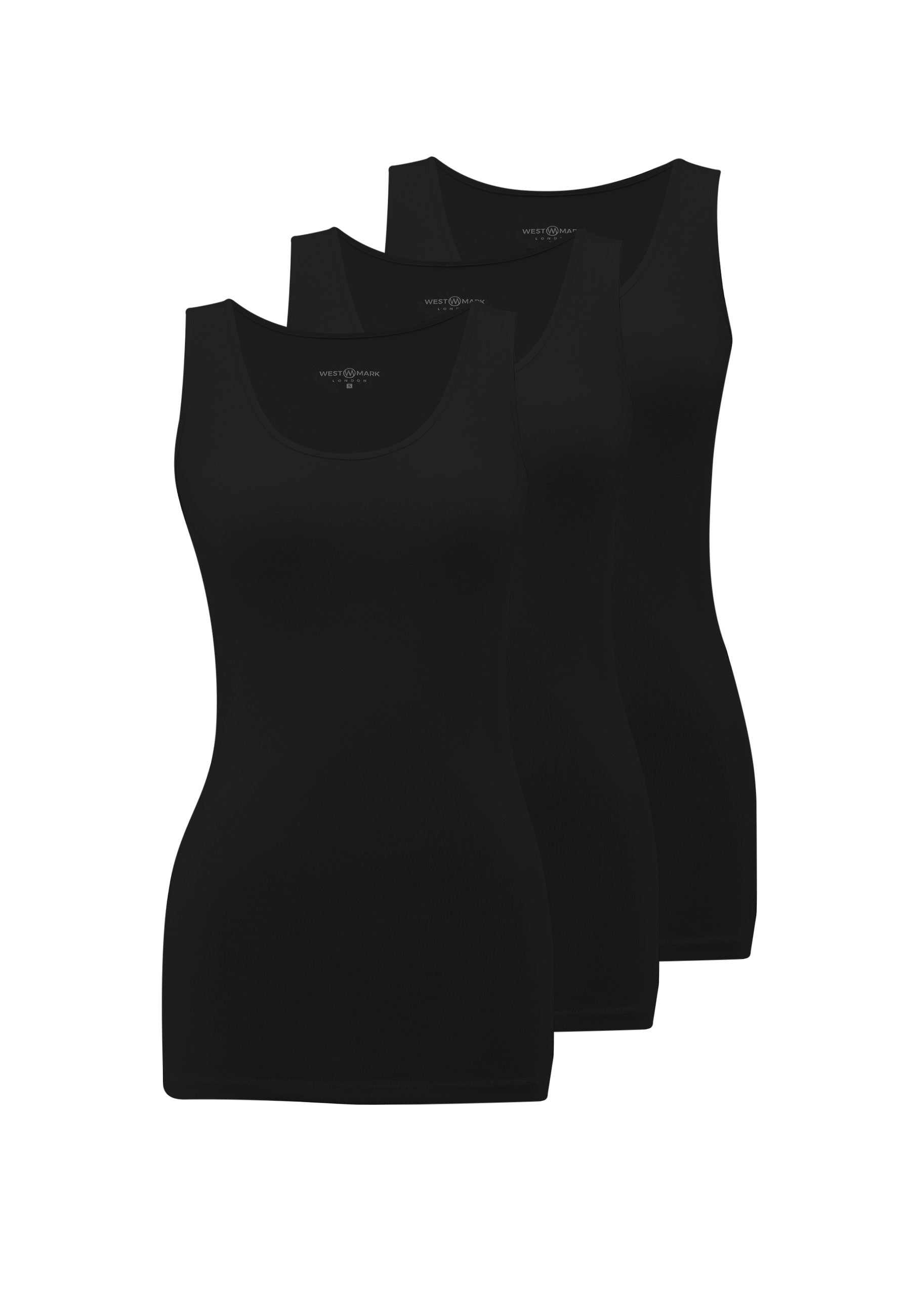 3’lü Siyah Bisiklet Yaka Pamuk Elastan Karışımı Kolsuz Kadın T-Shirt OLIVIA TANK TOP
