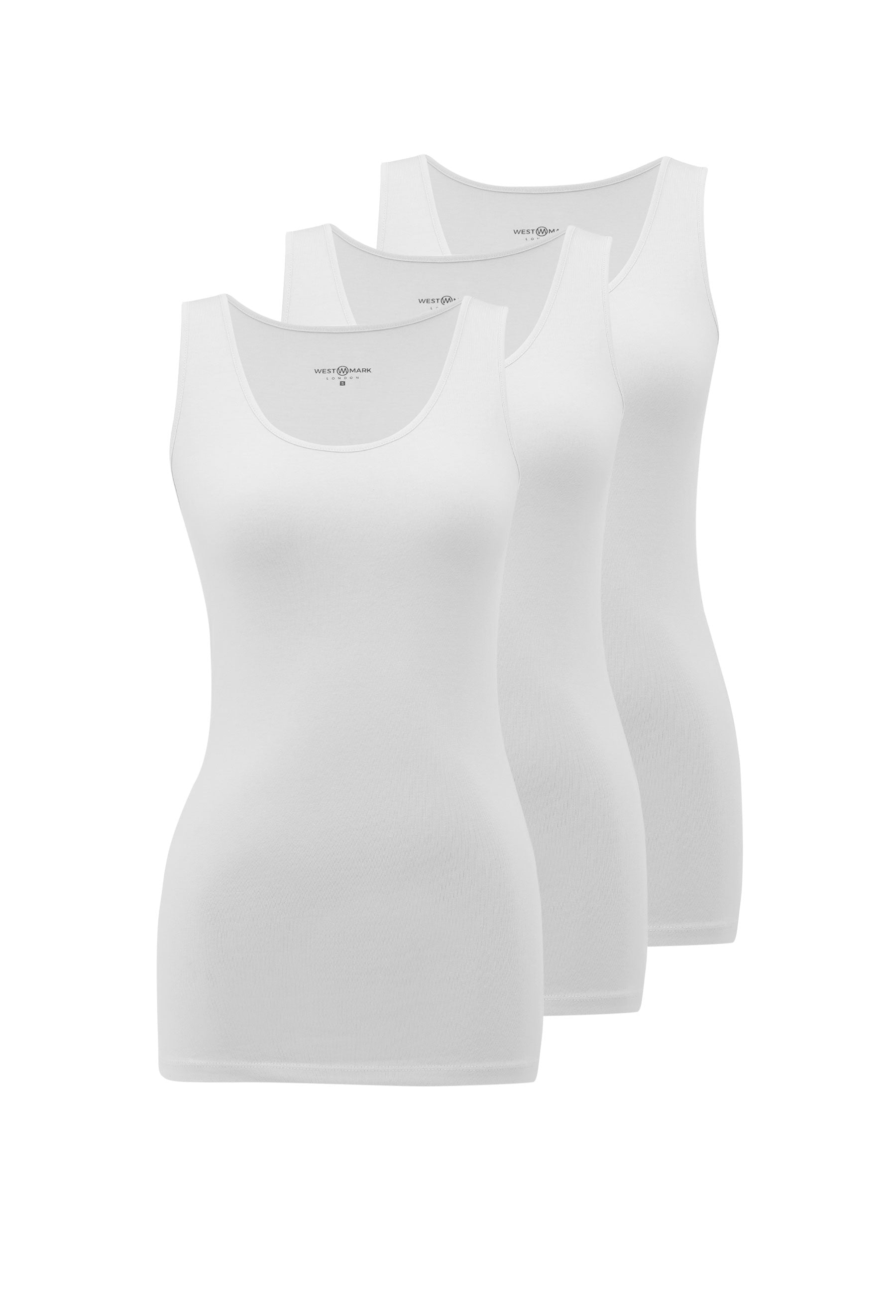 3’lü Beyaz Bisiklet Yaka Pamuk Elastan Karışımı Kolsuz Kadın T-Shirt OLIVIA TANK TOP - Underwear - Westmark London EU(TR) Store Organik Pamuklu Sürdürülebilir Moda