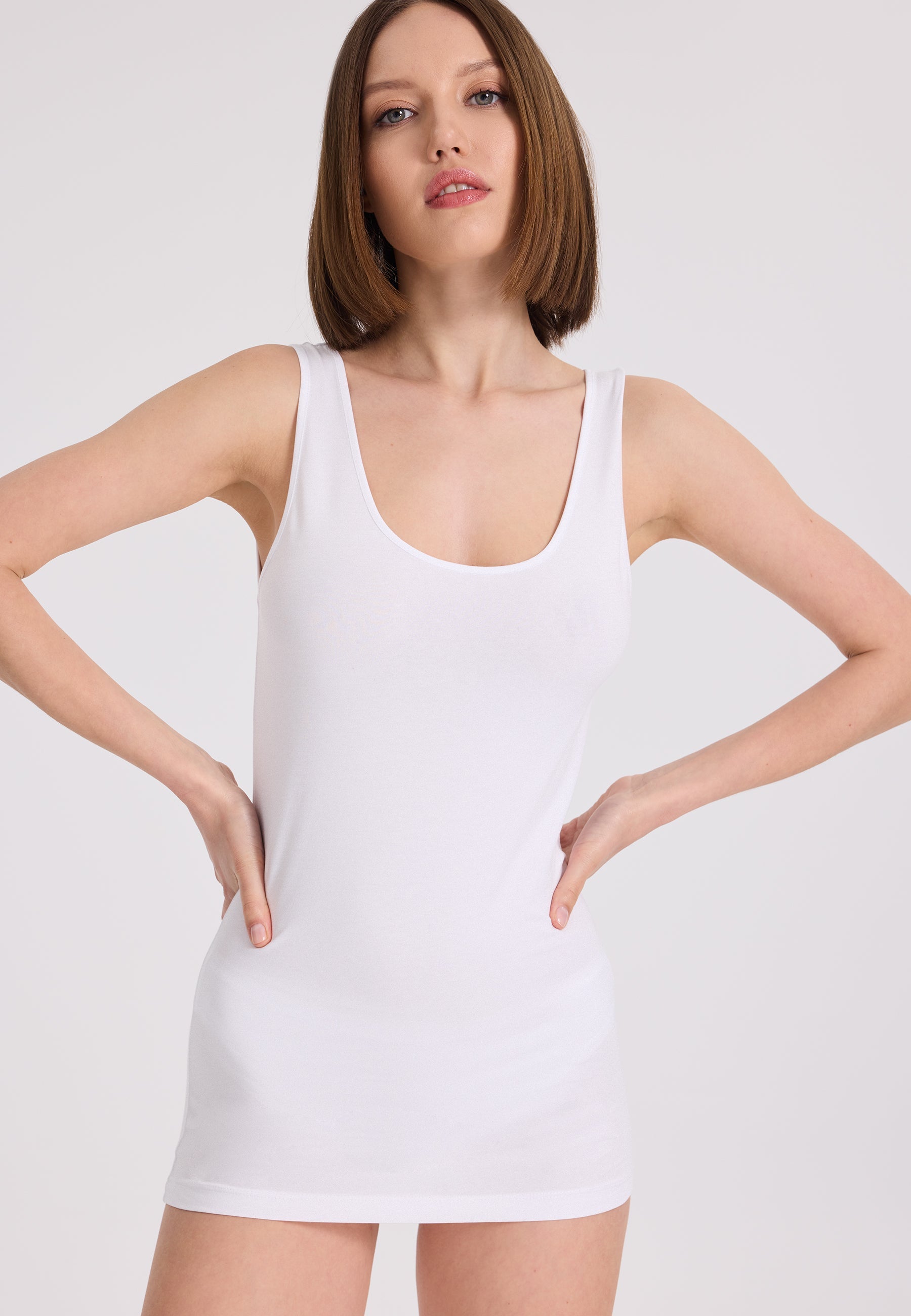 3’lü Beyaz Bisiklet Yaka Pamuk Elastan Karışımı Kolsuz Kadın T-Shirt OLIVIA TANK TOP - Underwear - Westmark London EU(TR) Store Organik Pamuklu Sürdürülebilir Moda