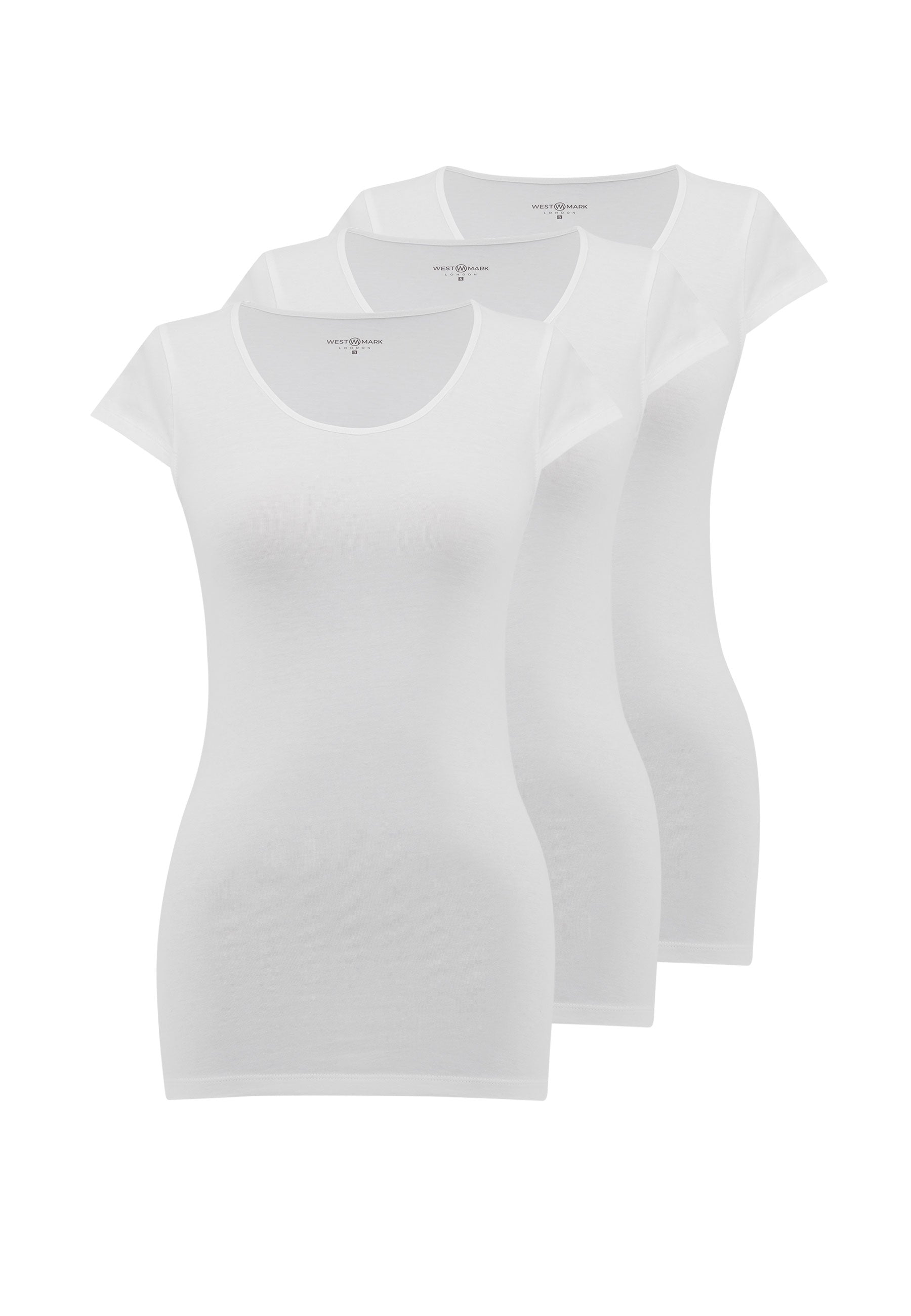 3'lü Beyaz Bisiklet Yaka Pamuk Elastan Karışımı Kısa Kollu Kadın T-Shirt OLIVIA CAPSLEEVE TOP - Underwear - Westmark London EU(TR) Store Organik Pamuklu Sürdürülebilir Moda