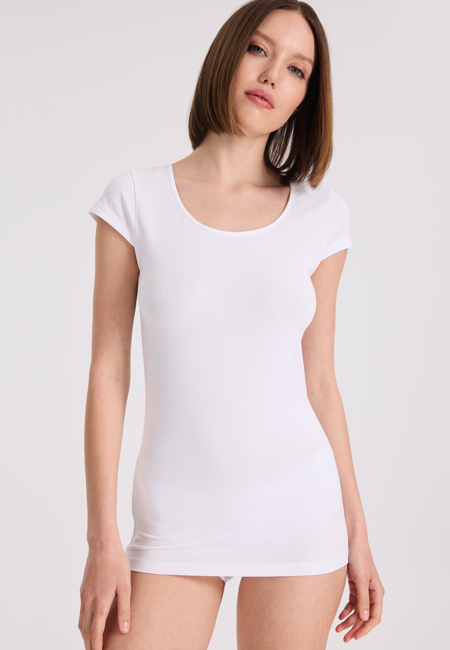 3'lü Beyaz, Ten Rengi, Siyah Bisiklet Yaka Pamuk Elastan Karışımı Kısa Kollu Kadın T-Shirt OLIVIA CAPSLEEVE TOP - Underwear - Westmark London EU(TR) Store Organik Pamuklu Sürdürülebilir Moda