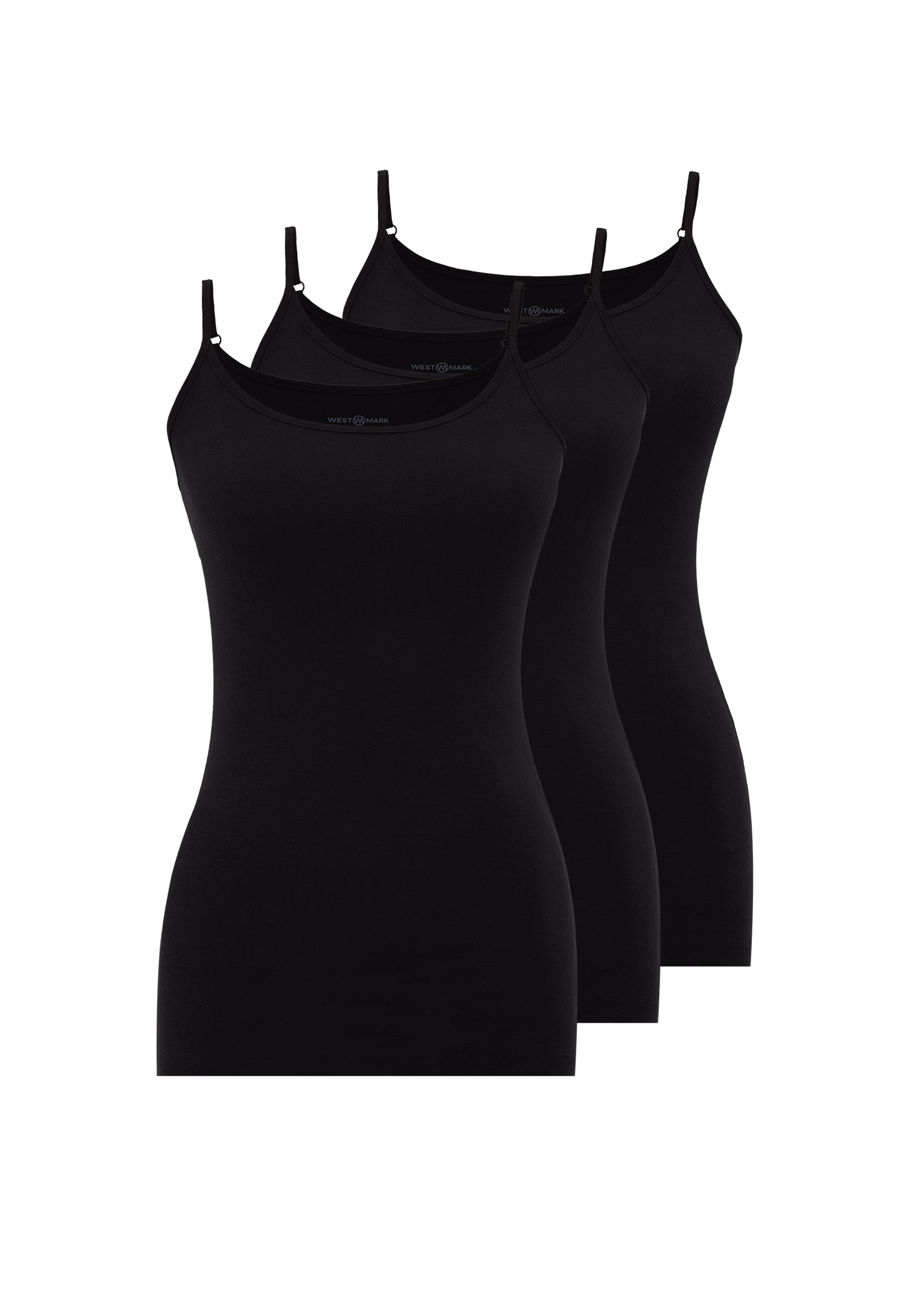 3’lü Siyah Pamuklu İp Askılı Kadın Atlet EVA RIB SINGLET - Underwear - Westmark London EU(TR) Store Organik Pamuklu Sürdürülebilir Moda