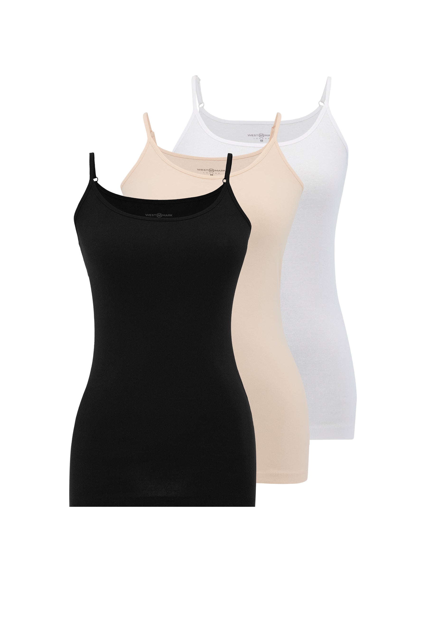 3’lü Ten Rengi, Beyaz, Siyah Pamuklu İp Askılı Kadın Atlet EVA RIB SINGLET - Underwear - Westmark London EU(TR) Store Organik Pamuklu Sürdürülebilir Moda