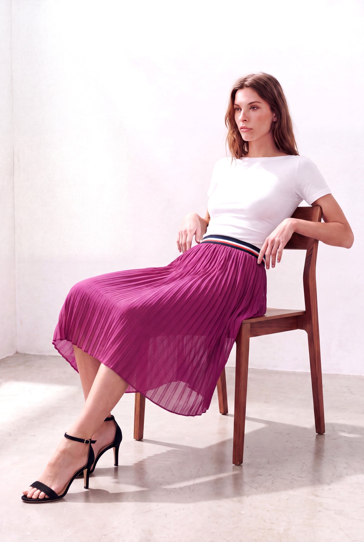 Pembe Kadın Pembe Piliseli Tül Renkli Lastik Bel Astarlı Midi Etek HOLLY - Skirt - Westmark London EU(TR) Store Organik Pamuklu Sürdürülebilir Moda