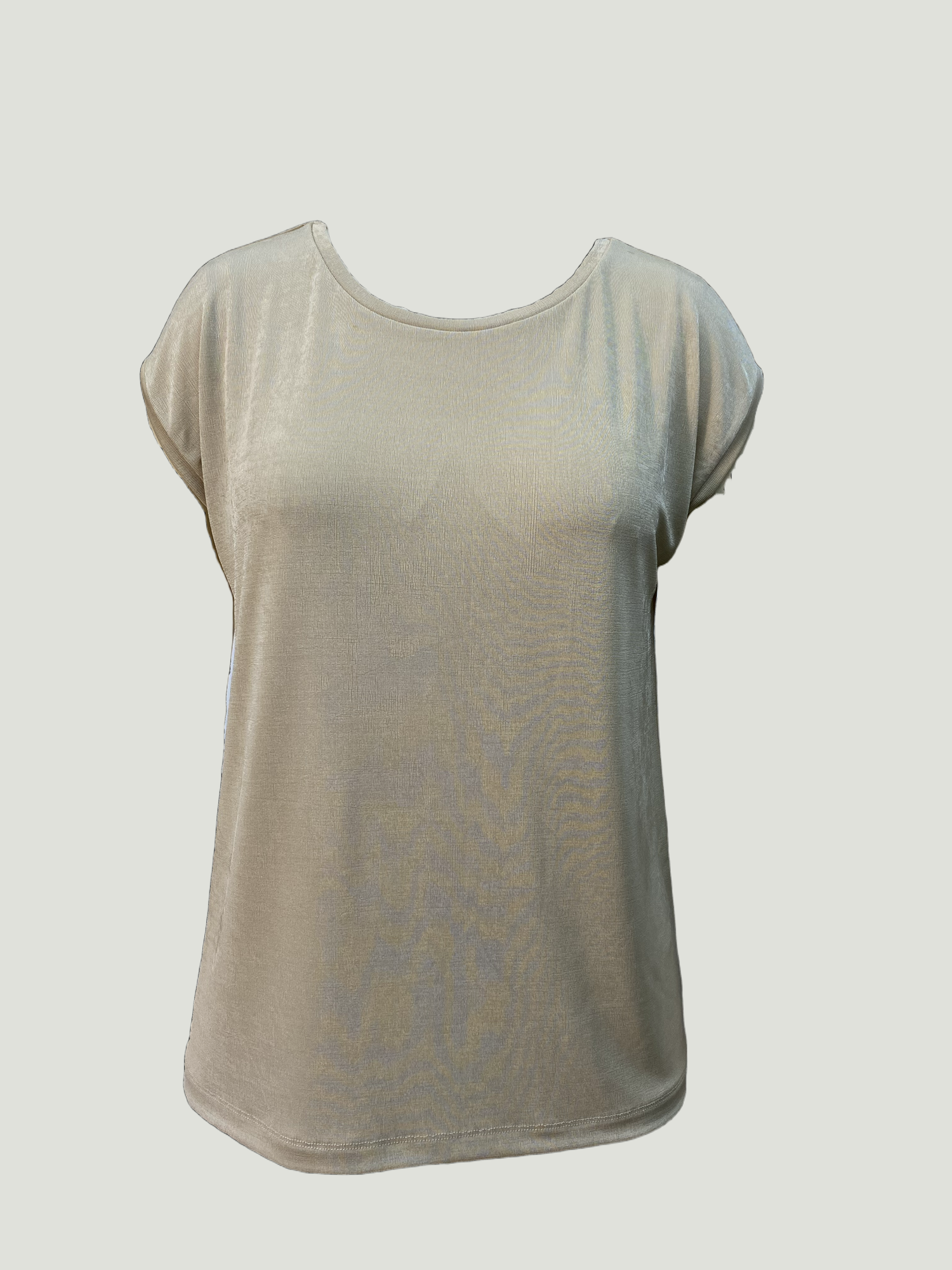 Açık Gri Bisiklet Yaka Pamuklu Kadın Kısa Kollu T-Shirt BETTY O-NECK TOP