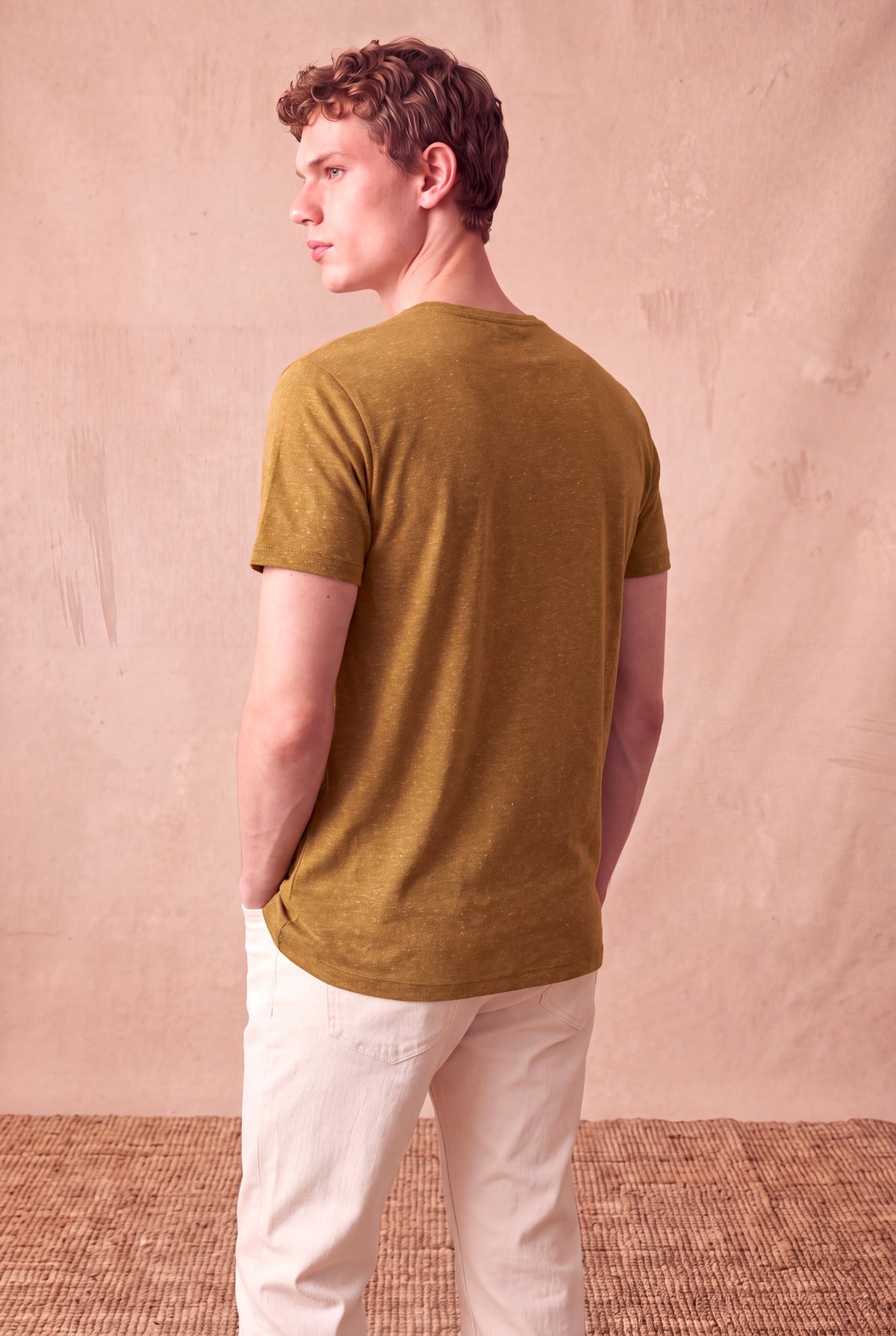 Erkek Kahve-Yeşil Kısa Kollu Bisiklet Yaka Basic T-Shirt OLAV