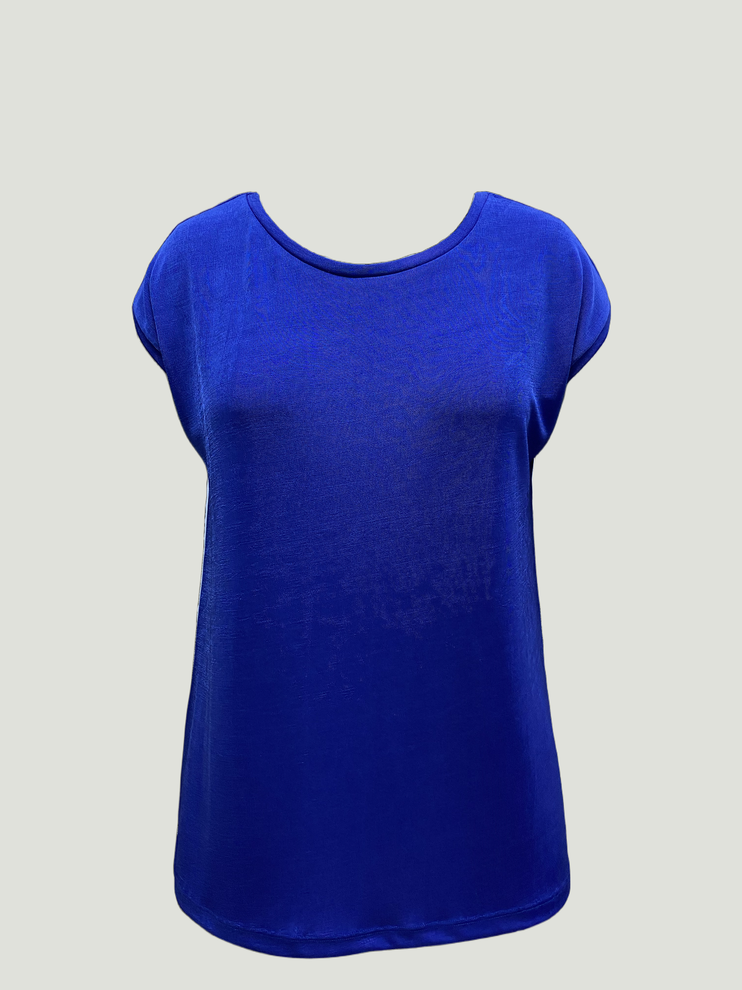 Koyu Mavi Bisiklet Yaka Pamuklu Kadın Kısa Kollu T-Shirt BETTY O-NECK TOP