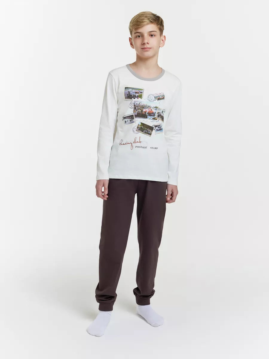 Ekru / Gri Baskılı  Pamuk Erkek Çocuk Pijama Takımı LCDANIEL - Set - Westmark London EU(TR) Store Organik Pamuklu Sürdürülebilir Moda