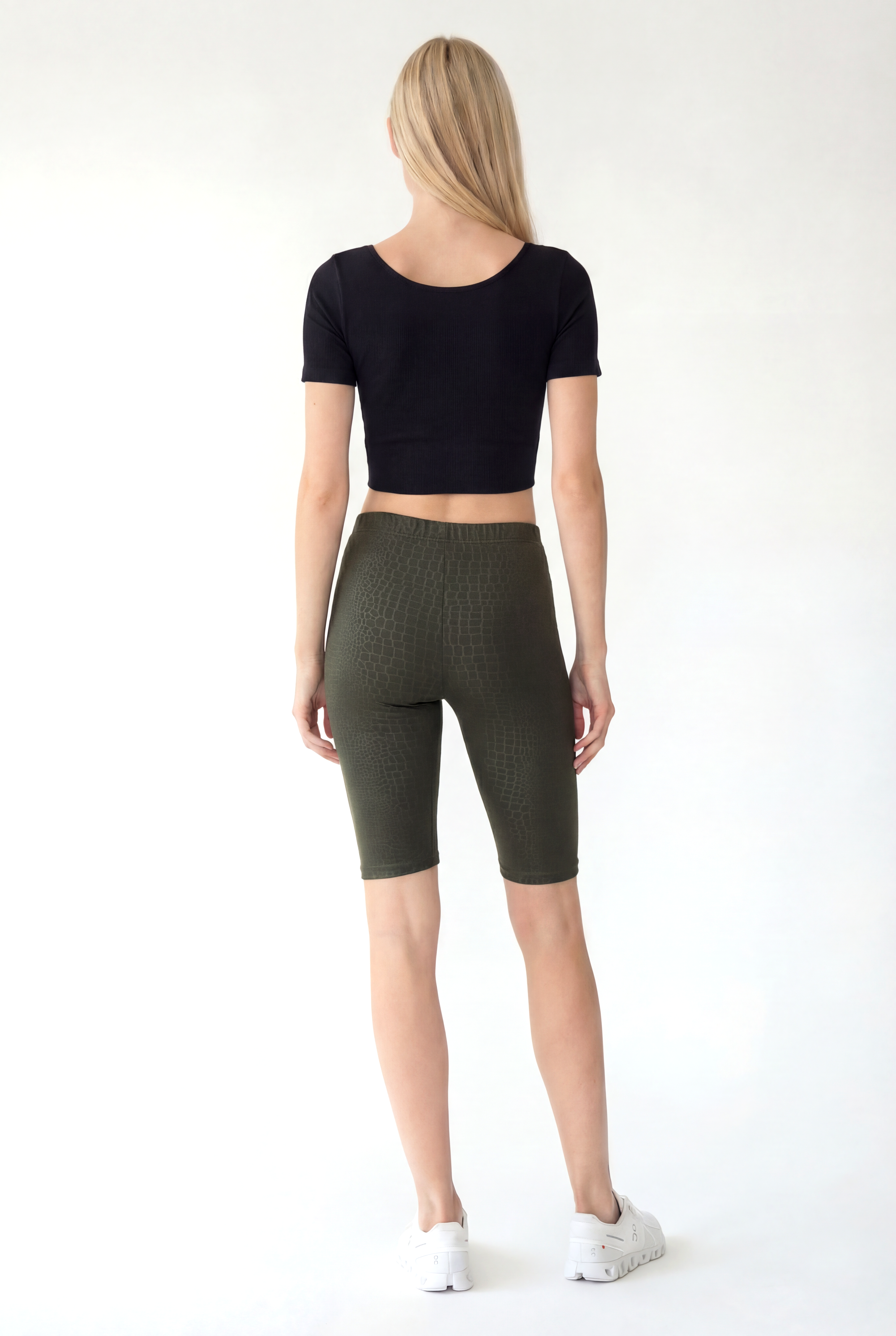 Siyah Timsah Desenli Polyester Elastan Karışımlı Kadın Biker Şort LUCINE BIKE SHORTS - Sweatpant - Westmark London EU(TR) Store Organik Pamuklu Sürdürülebilir Moda