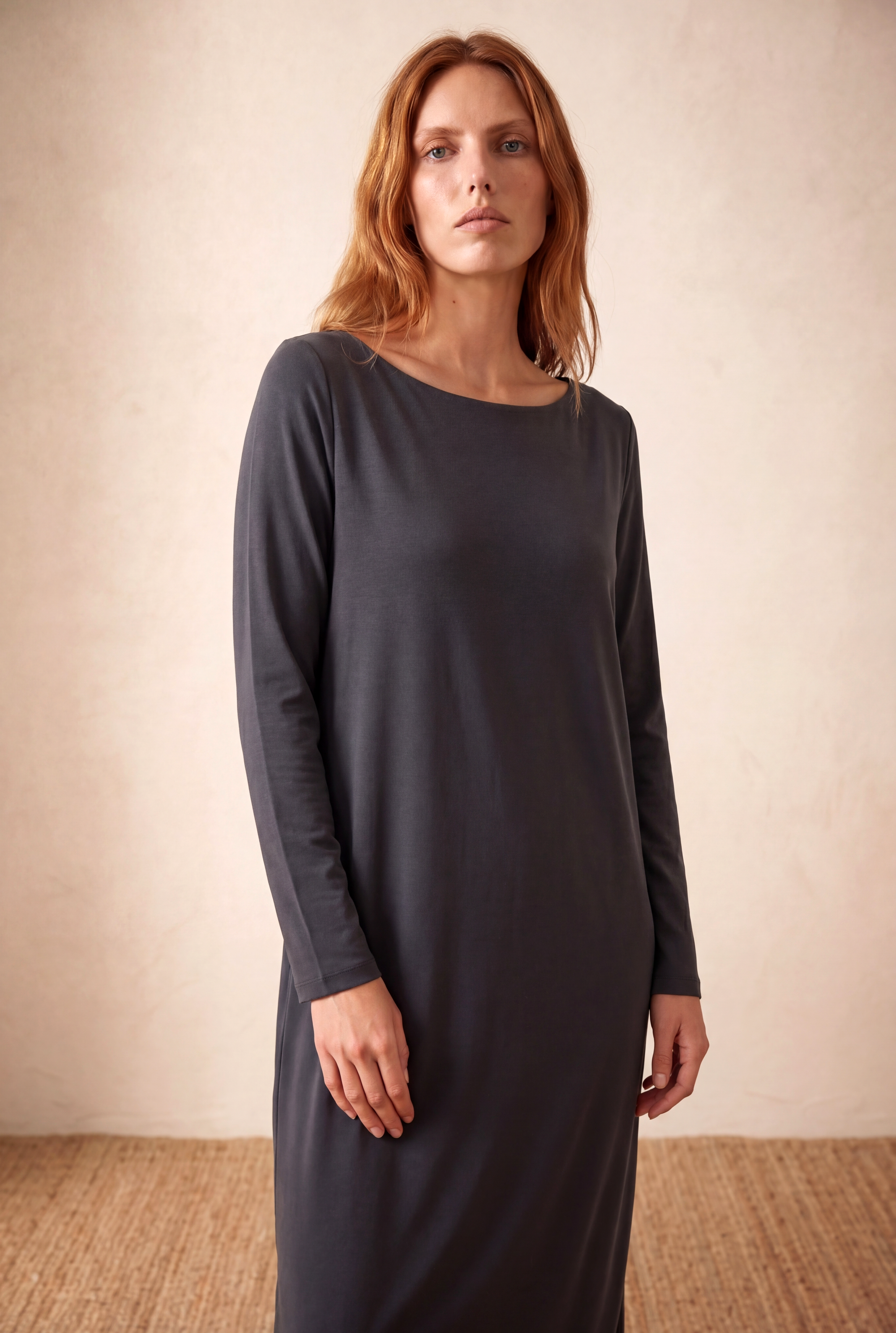 Kadın Regular Fit Kayık Yaka Uzun Kol Lacivert Modal Mini Elbise VIOLETA - Dress - Westmark London EU(TR) Store Organik Pamuklu Sürdürülebilir Moda