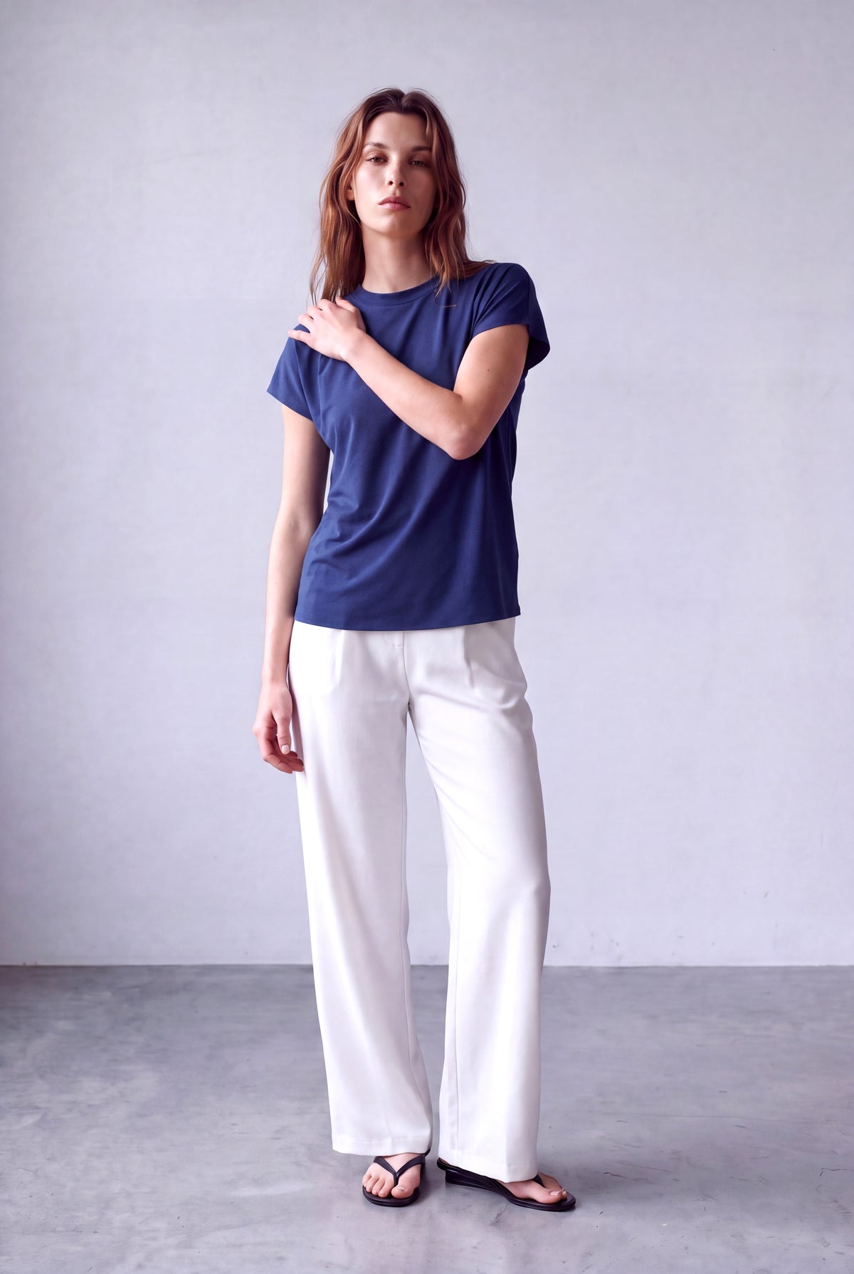 Lacivert Kadın Lacivert Bisiklet Yaka Kısa Kollu Rahat Kesim Sırt Fermuar Detaylı Bluz JOCELYN - Top - Westmark London EU(TR) Store Organik Pamuklu Sürdürülebilir Moda