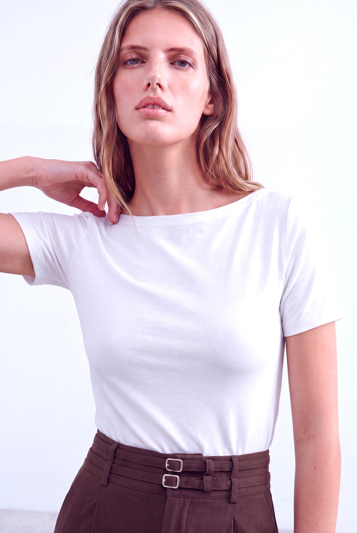 Beyaz Kadın Beyaz Pamuklu Kayık Yaka Kısa Kollu T-Shirt PAULINE - Top - Westmark London EU(TR) Store Organik Pamuklu Sürdürülebilir Moda