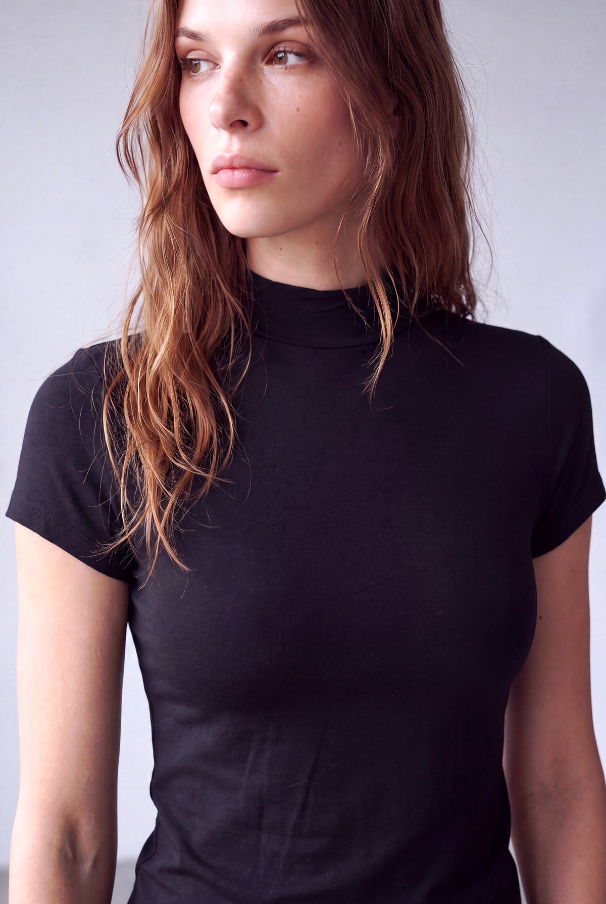 Siyah Kadın Siyah Viskon Yarım Balıkçı Yaka Kısa Kollu Duble Kol Detaylı Bluz DONNA - Top - Westmark London EU(TR) Store Organik Pamuklu Sürdürülebilir Moda
