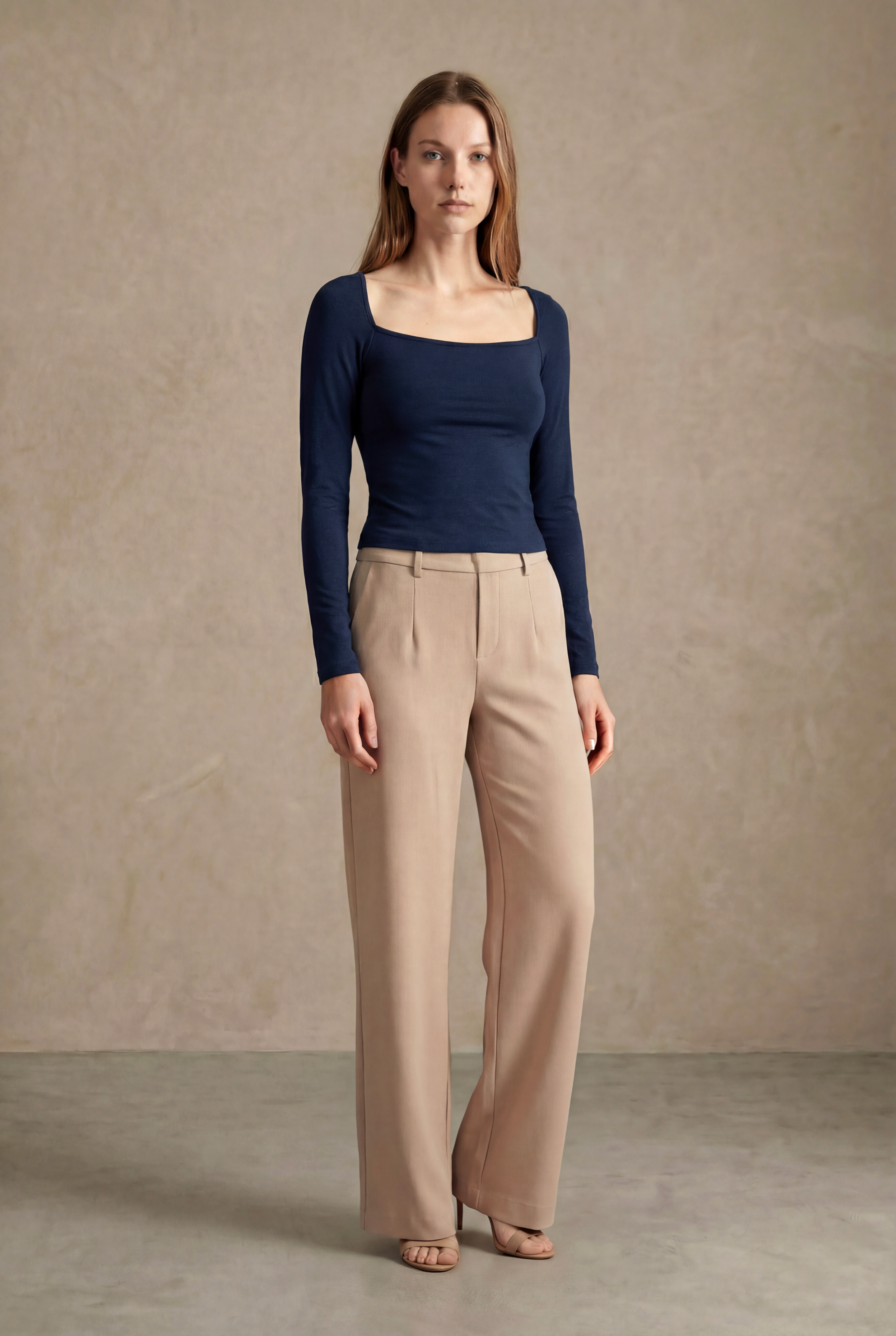 Lacivert Kare Yaka Uzun Kollu Kadın Crop Body CECILIA CROP TOP - Blouse - Westmark London EU(TR) Store Organik Pamuklu Sürdürülebilir Moda