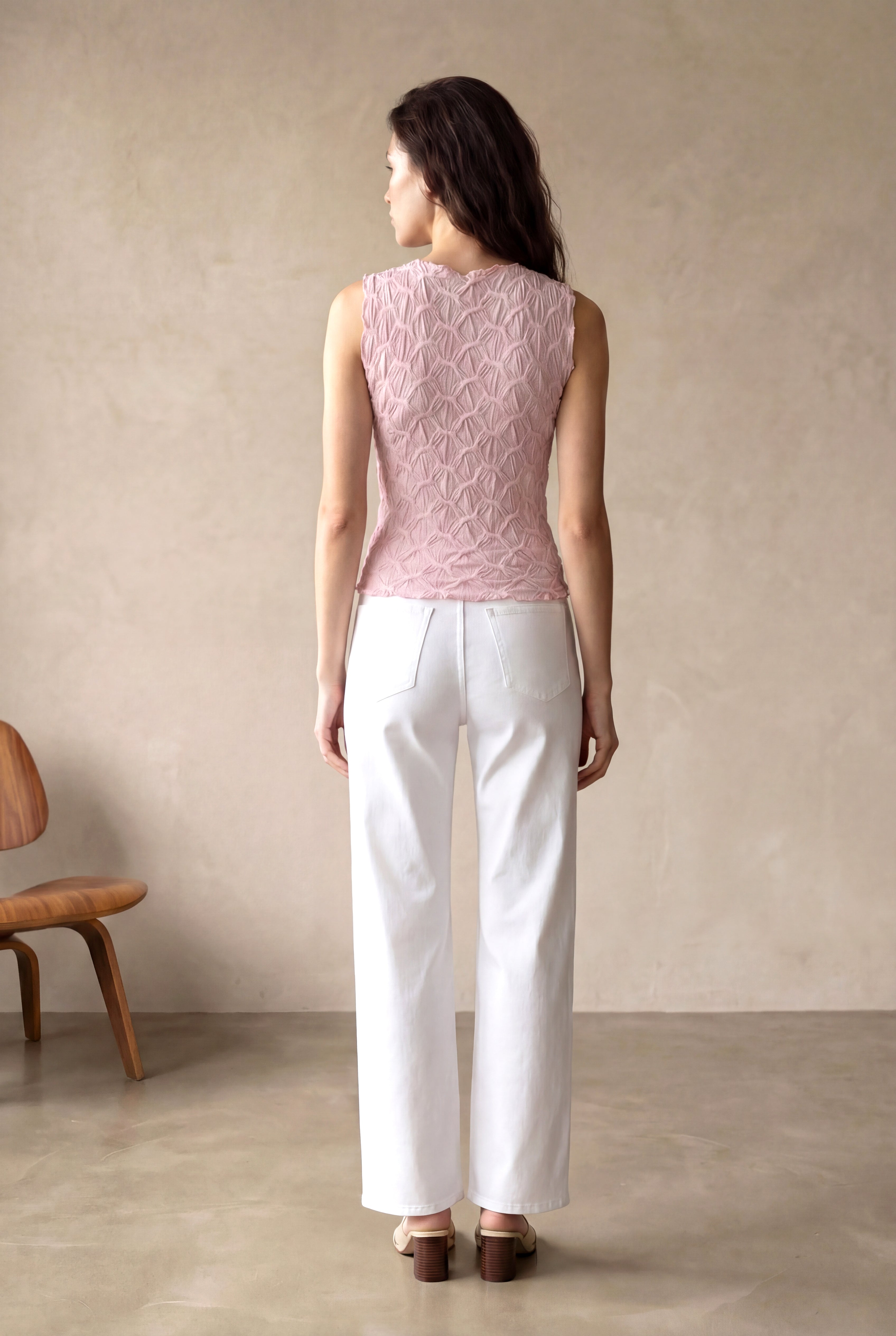 Kadın Slim Fit Bisiklet Yaka Polyester / Elastan Kolsuz Pembe Desenli Atlet ULIANA - Top - Westmark London EU(TR) Store Organik Pamuklu Sürdürülebilir Moda