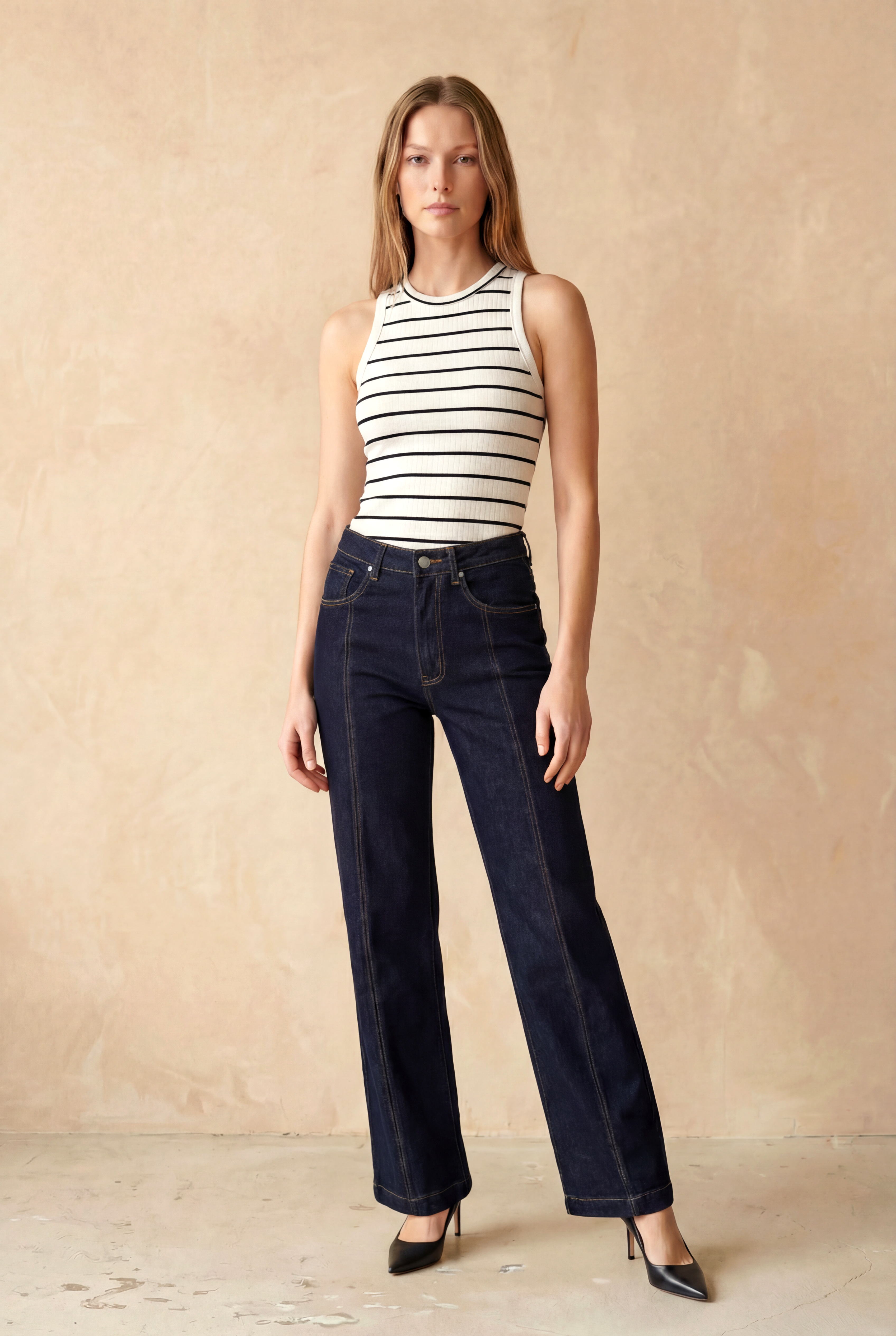 Siyah Beyaz Çizgili Bisiklet Yaka Kolsuz Kadın T-Shirt POPPY TOP - Tops - Westmark London EU(TR) Store Organik Pamuklu Sürdürülebilir Moda