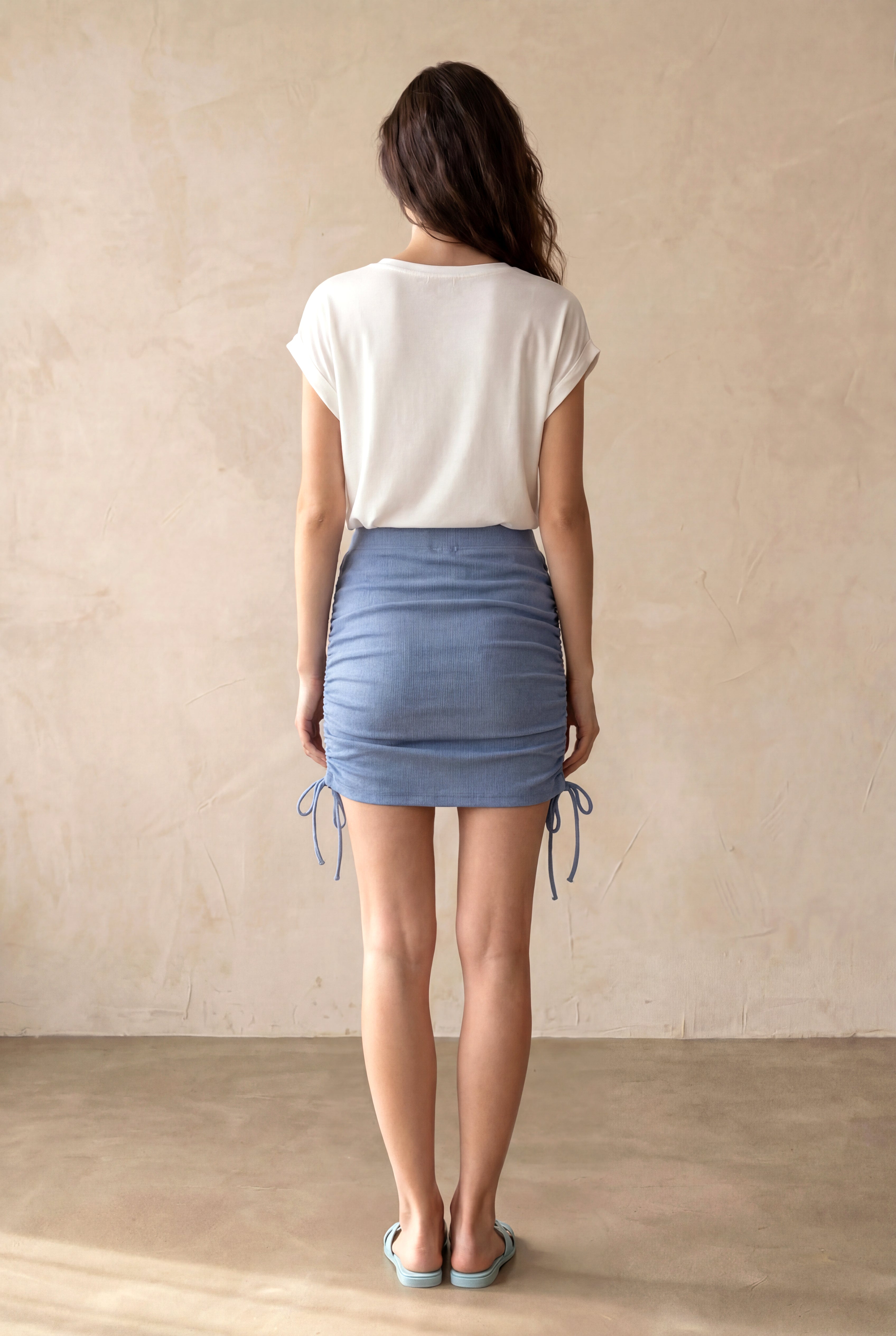 Kadın Regular Fit  Pamuk / Elastan Kısa Mor Mini Yandan Büzgülü Etek SILVIA - Skirt - Westmark London EU(TR) Store Organik Pamuklu Sürdürülebilir Moda