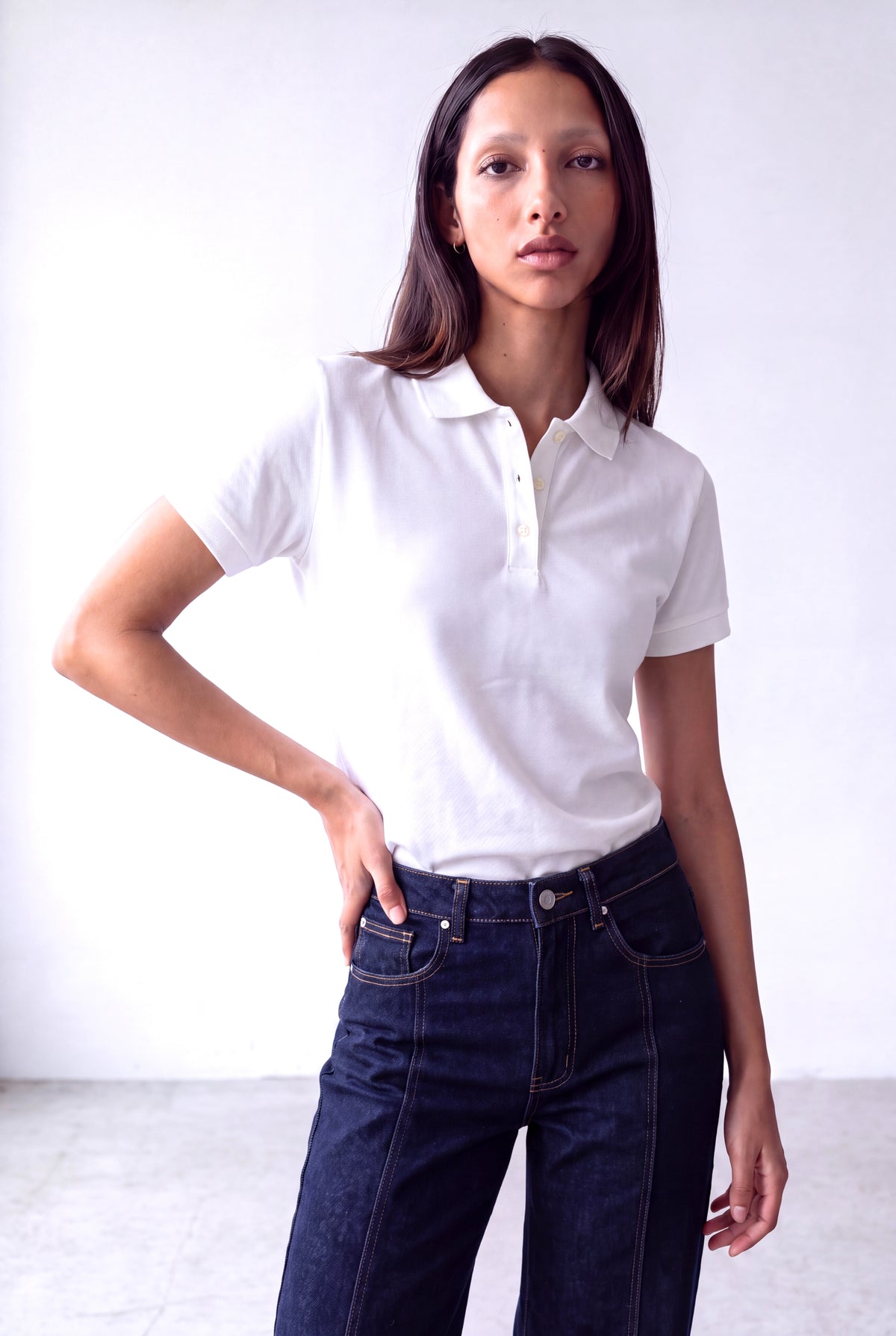 Beyaz Kadın Beyaz %100 Pamuk Pike Polo Yaka Kısa Kollu T-Shirt CLARE - Top - Westmark London EU(TR) Store Organik Pamuklu Sürdürülebilir Moda