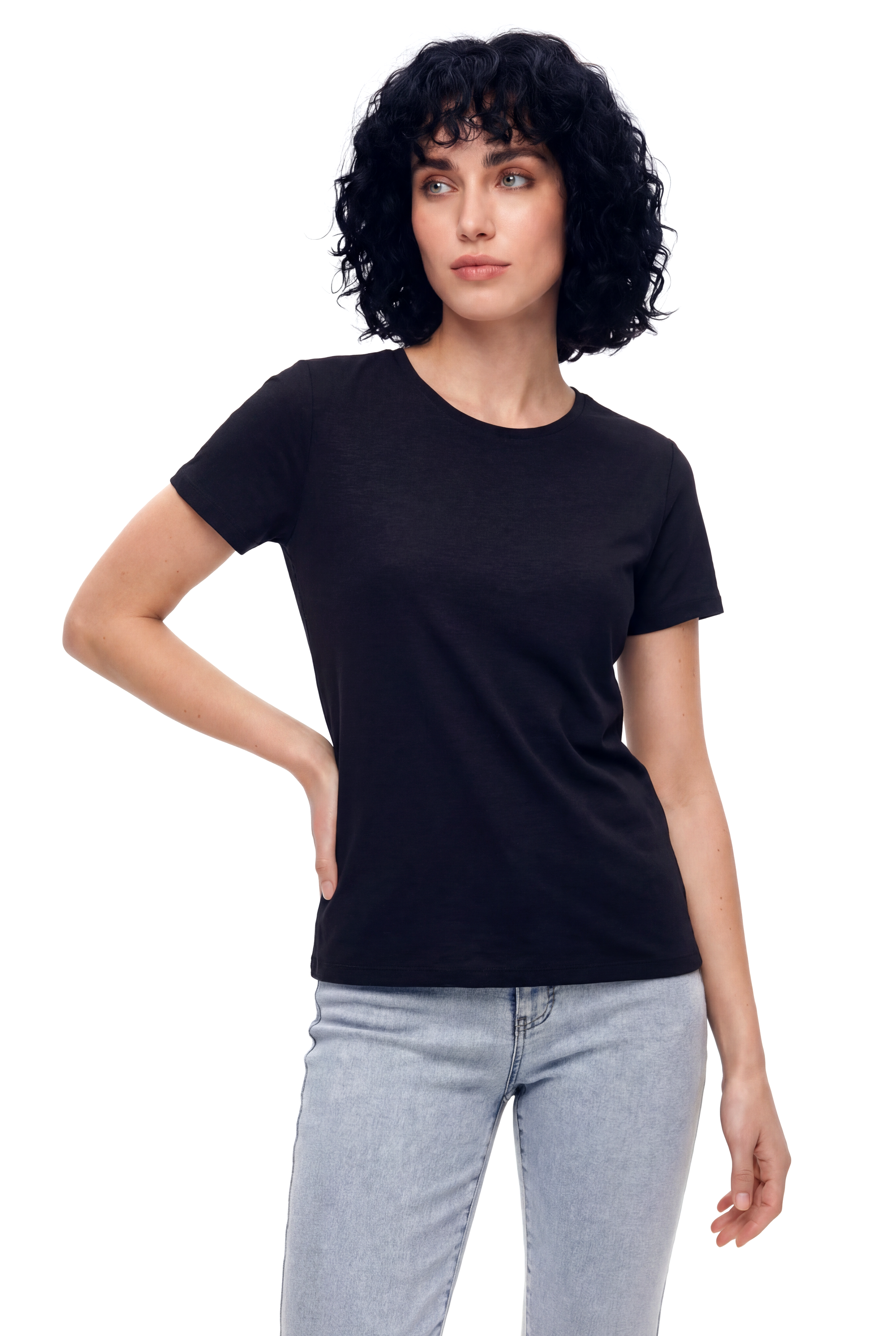 Siyah Bisiklet Yaka Pamuklu Kısa Kollu Kadın T-Shirt BETTINA S/S TOP - T-Shirt - Westmark London EU(TR) Store Organik Pamuklu Sürdürülebilir Moda